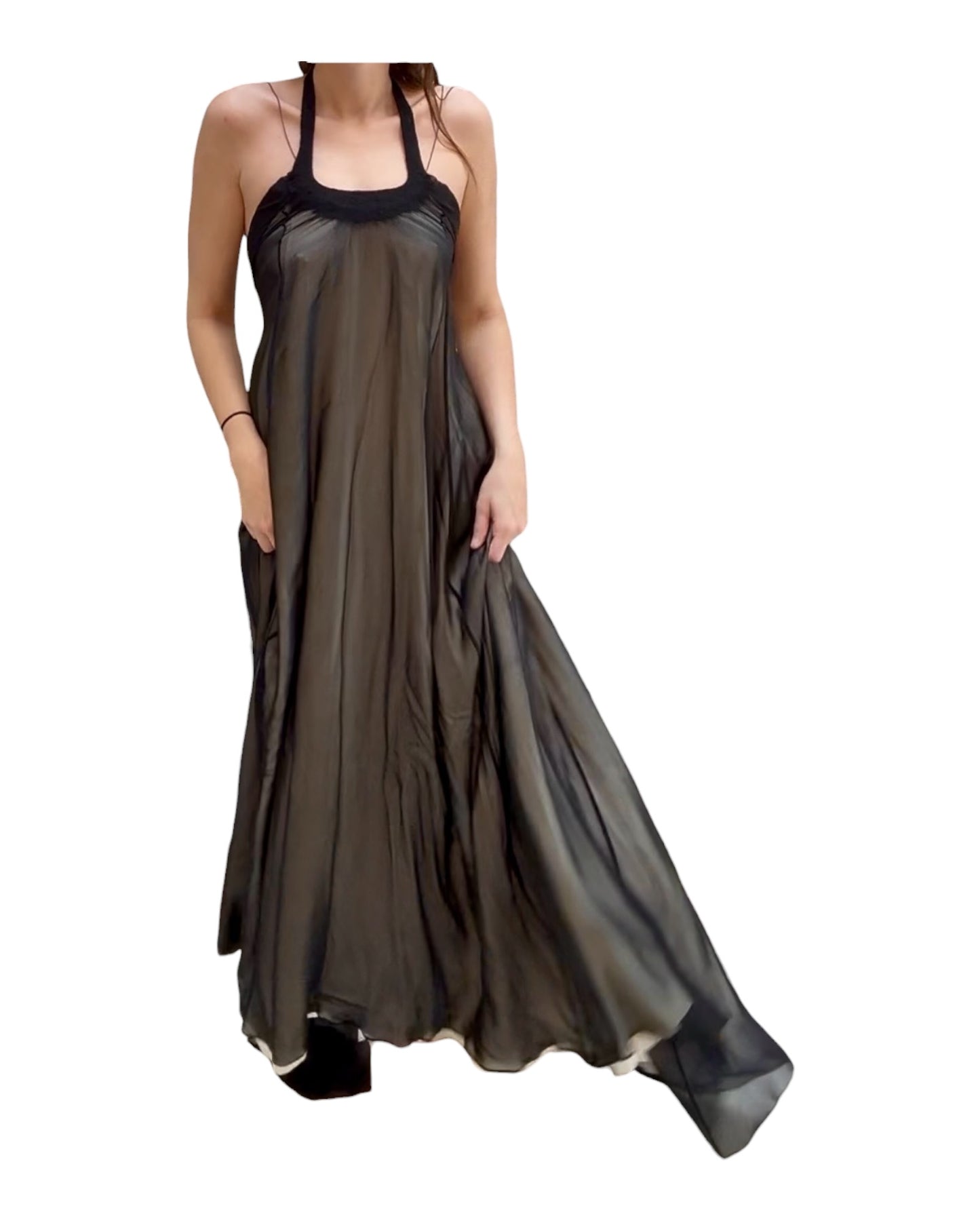 Pre-Loved Black Silk Layered Gown