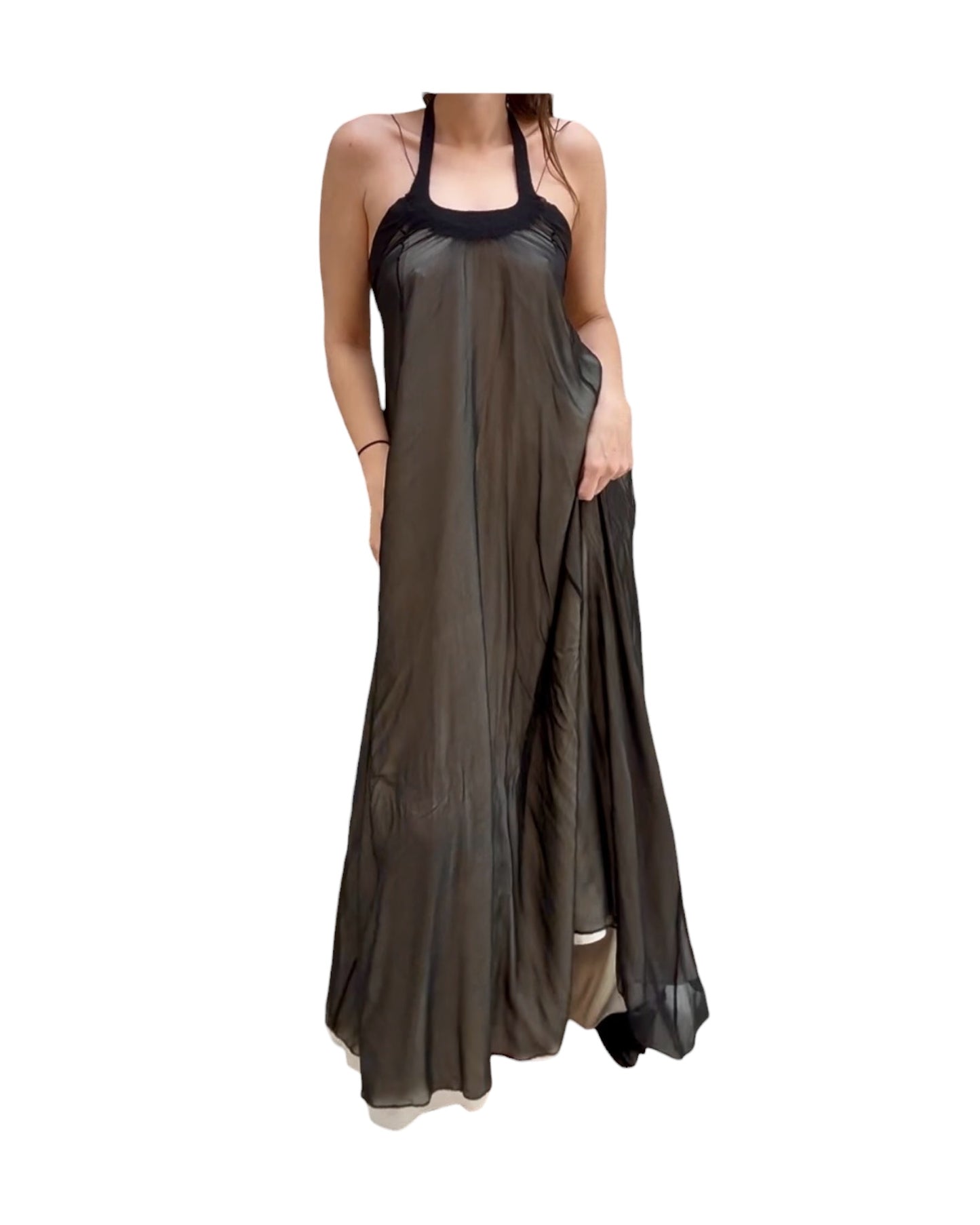 Pre-Loved Black Silk Layered Gown