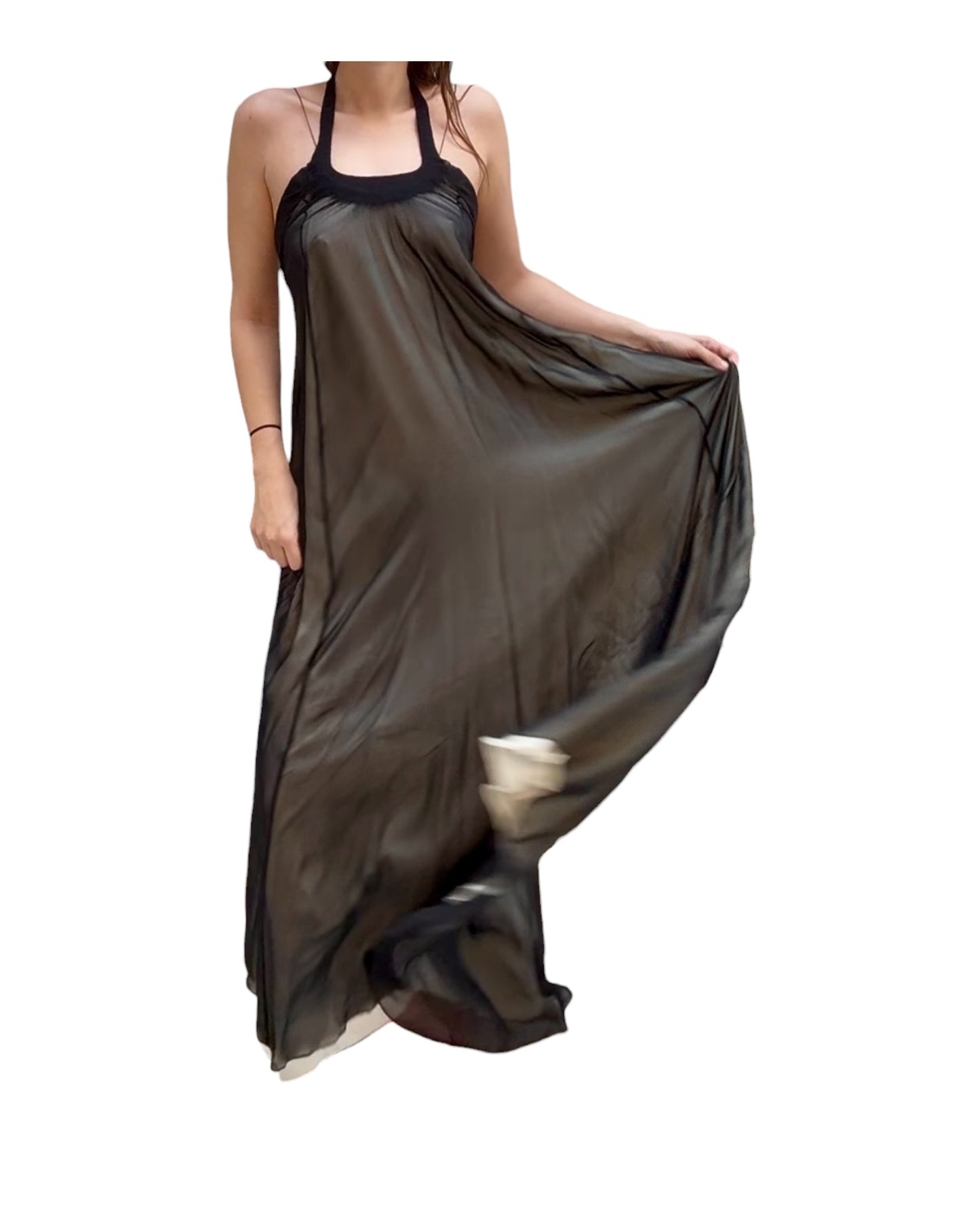 Pre-Loved Black Silk Layered Gown