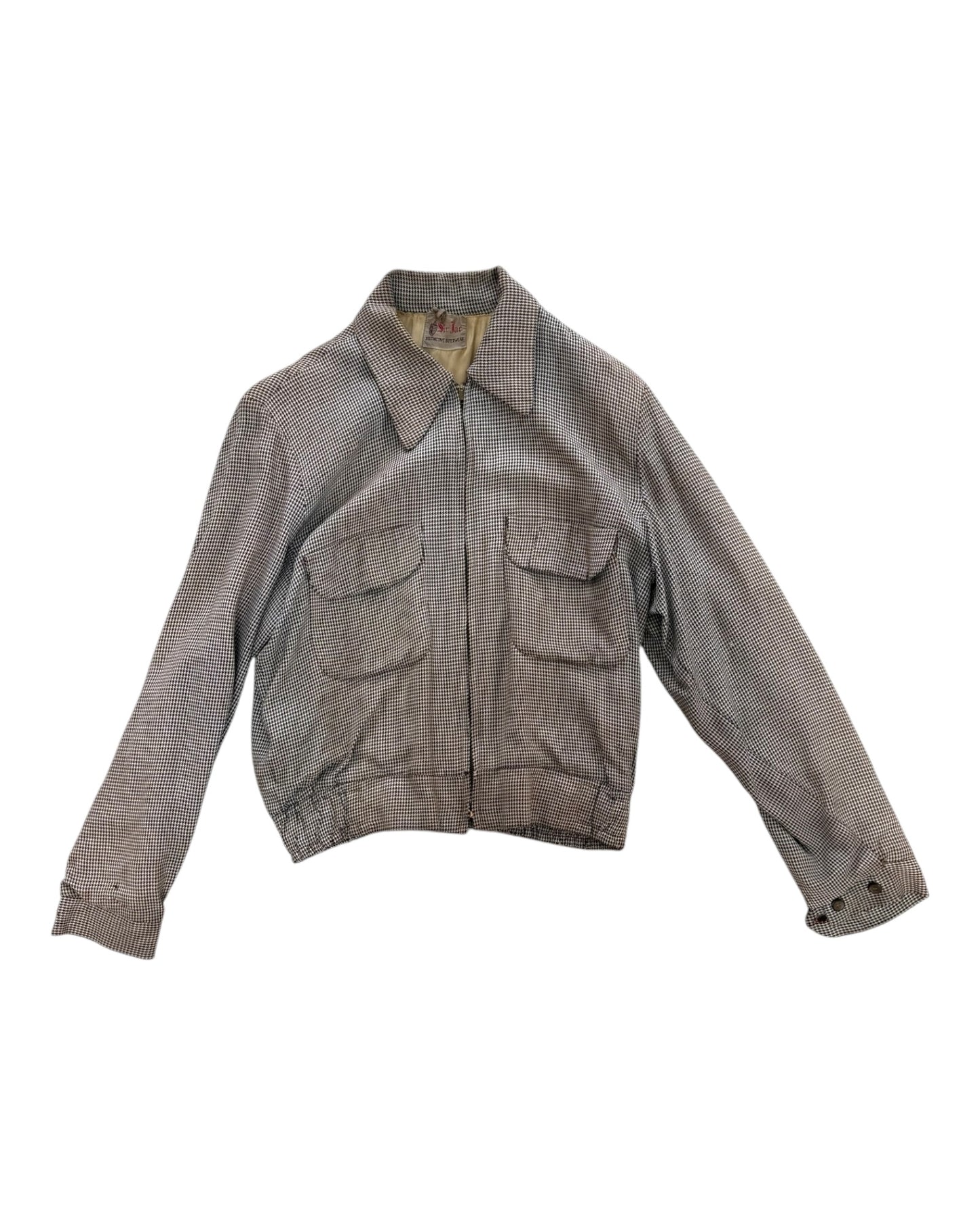 Vintage Brown Argyle Bomber Jacket