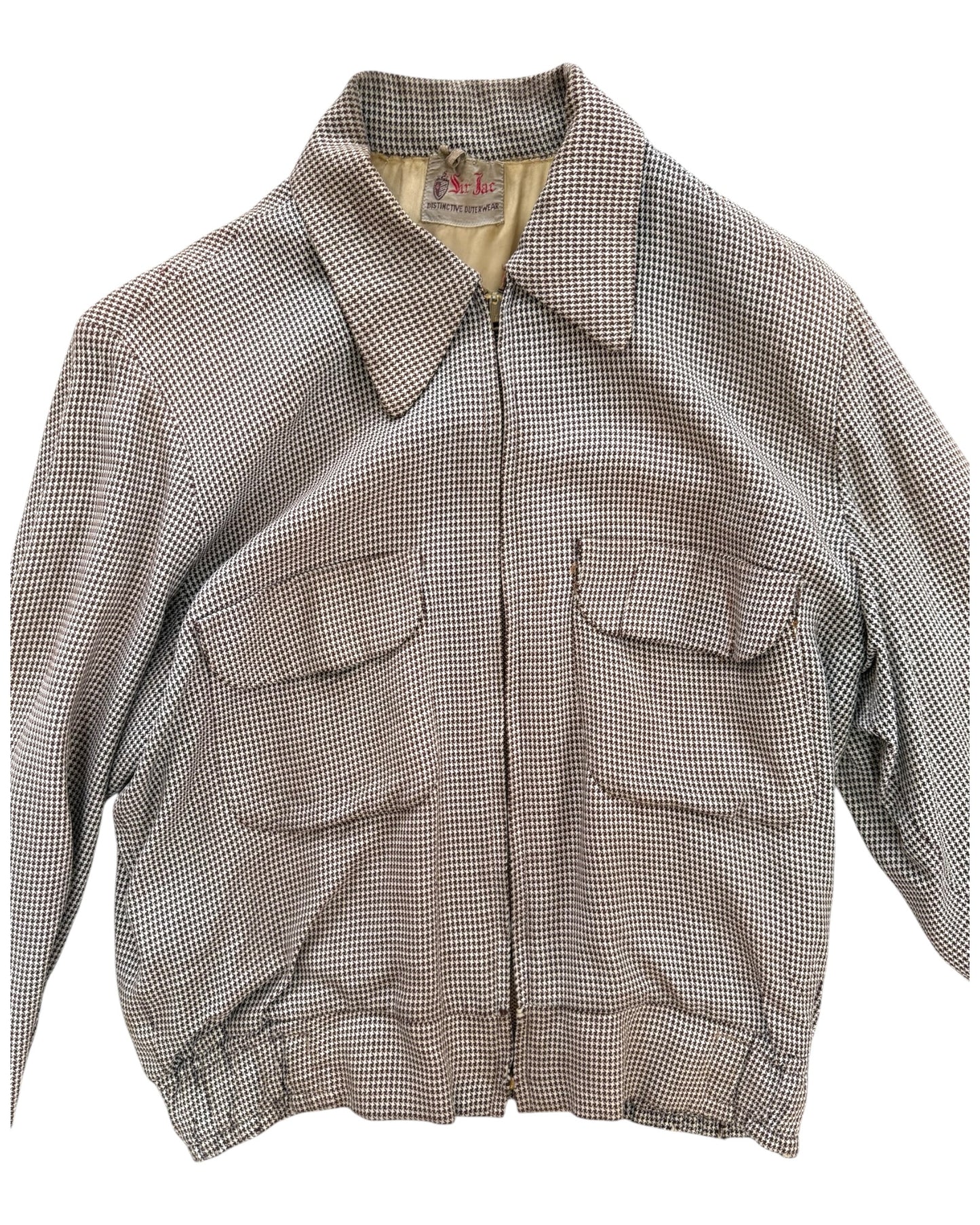 Vintage Brown Argyle Bomber Jacket