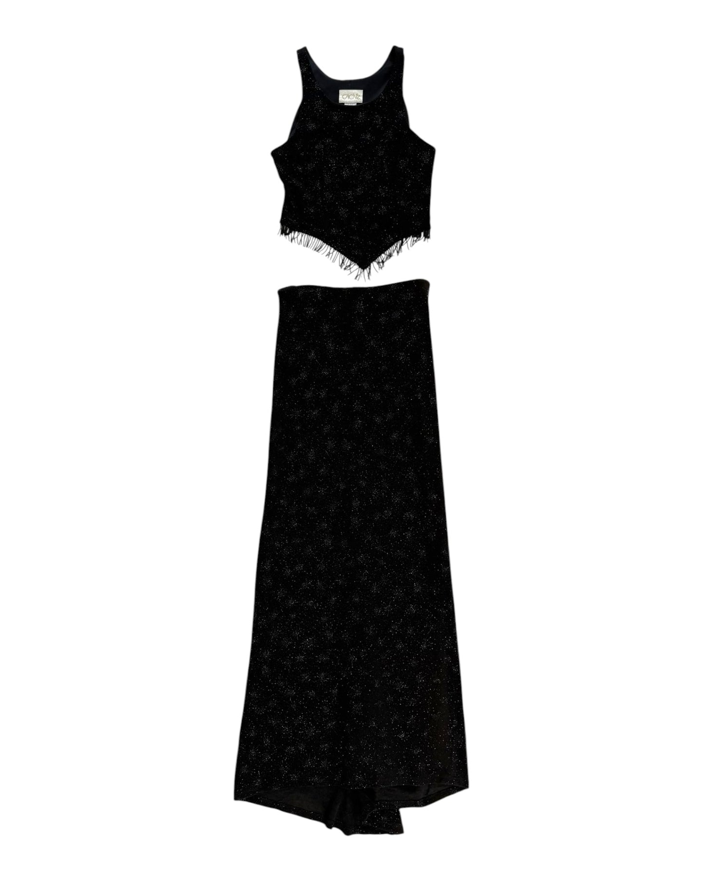 Vintage Cache Black Beaded Skirt Set