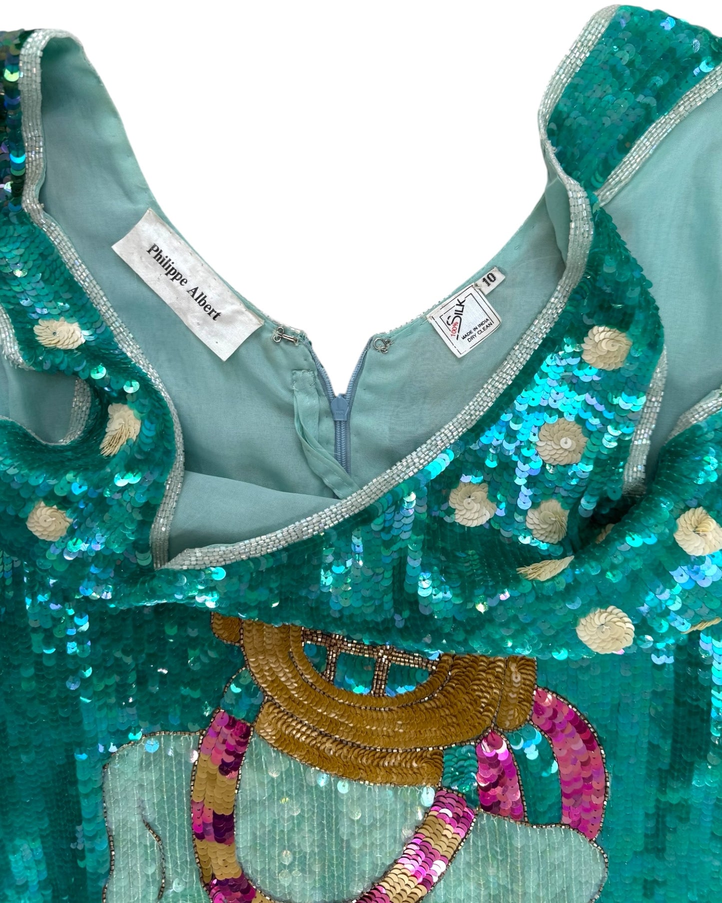 RARE 1980s Vintage Philippe Albert Sequin Mini Dress