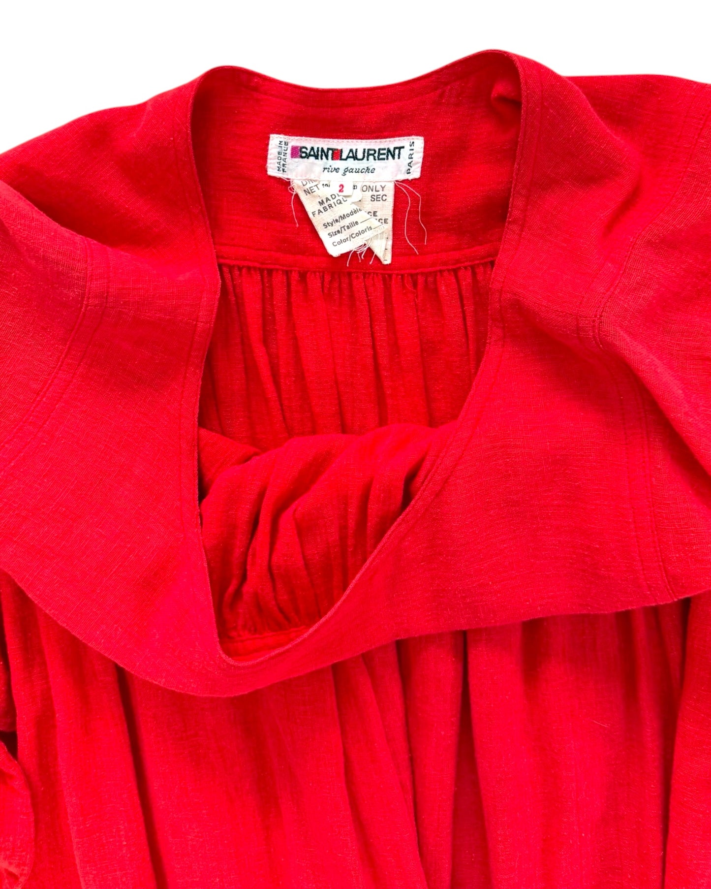 Vintage Yves Saint Laurent Red Cotton Dress
