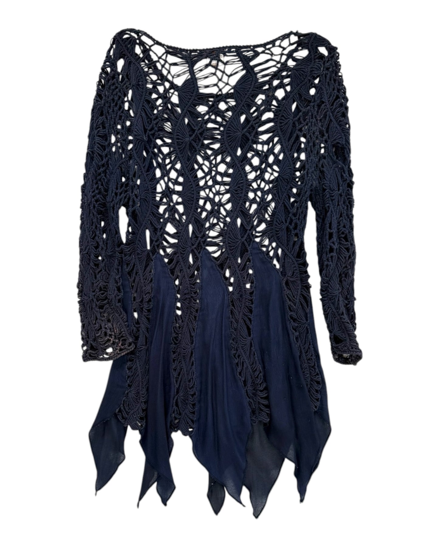 Vintage Navy Blue Crochet Tunic