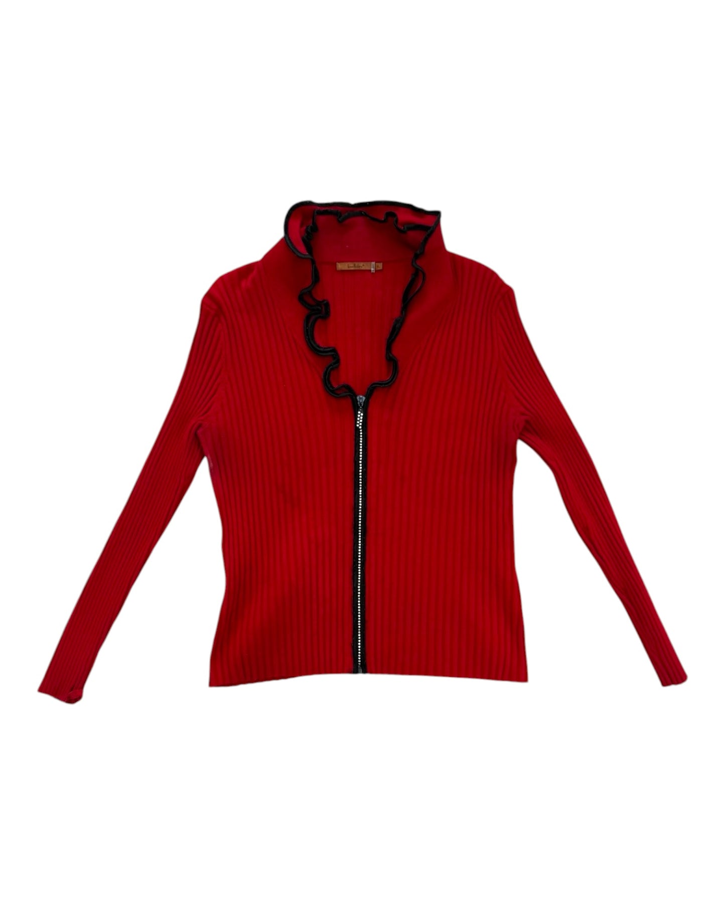 Vintage Y2K Red and Black Zip-Up Top