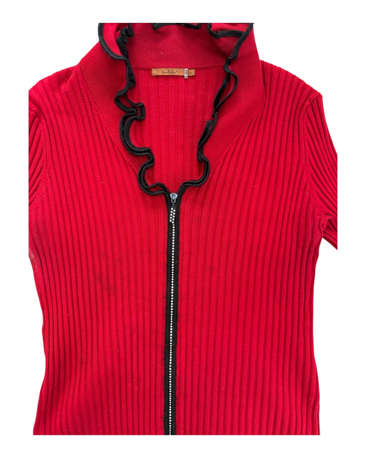 Vintage Y2K Red and Black Zip-Up Top