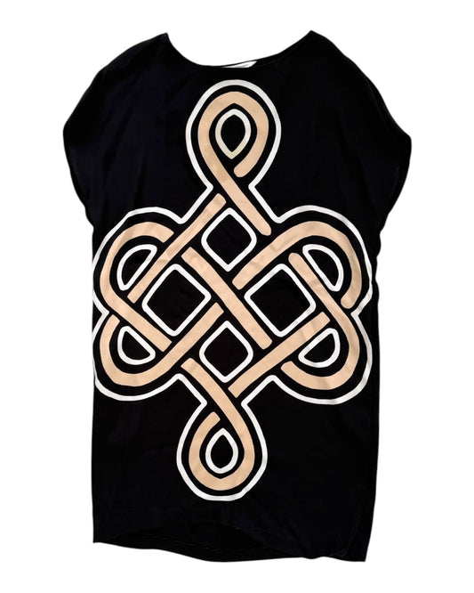 Pre-Loved Diane Von Furstenberg Graphic Print Black Dress