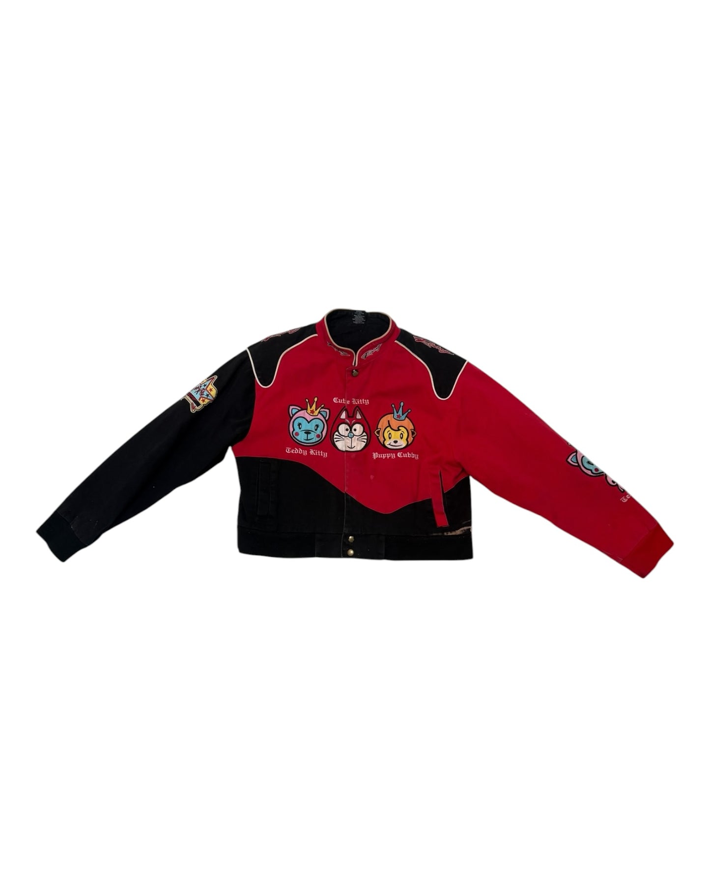 Vintage Red and Black Cartoon Racing Jacket