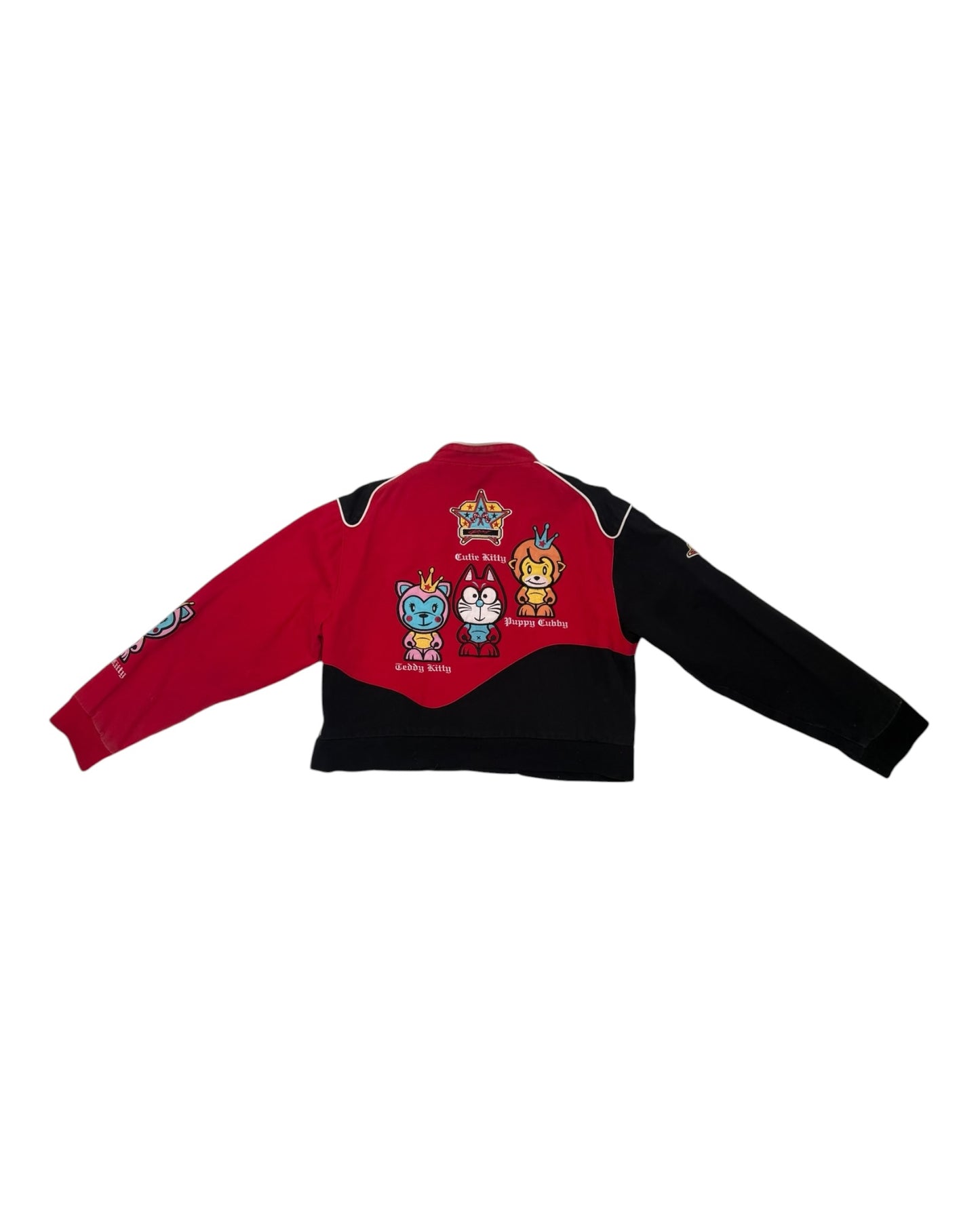 Vintage Red and Black Cartoon Racing Jacket
