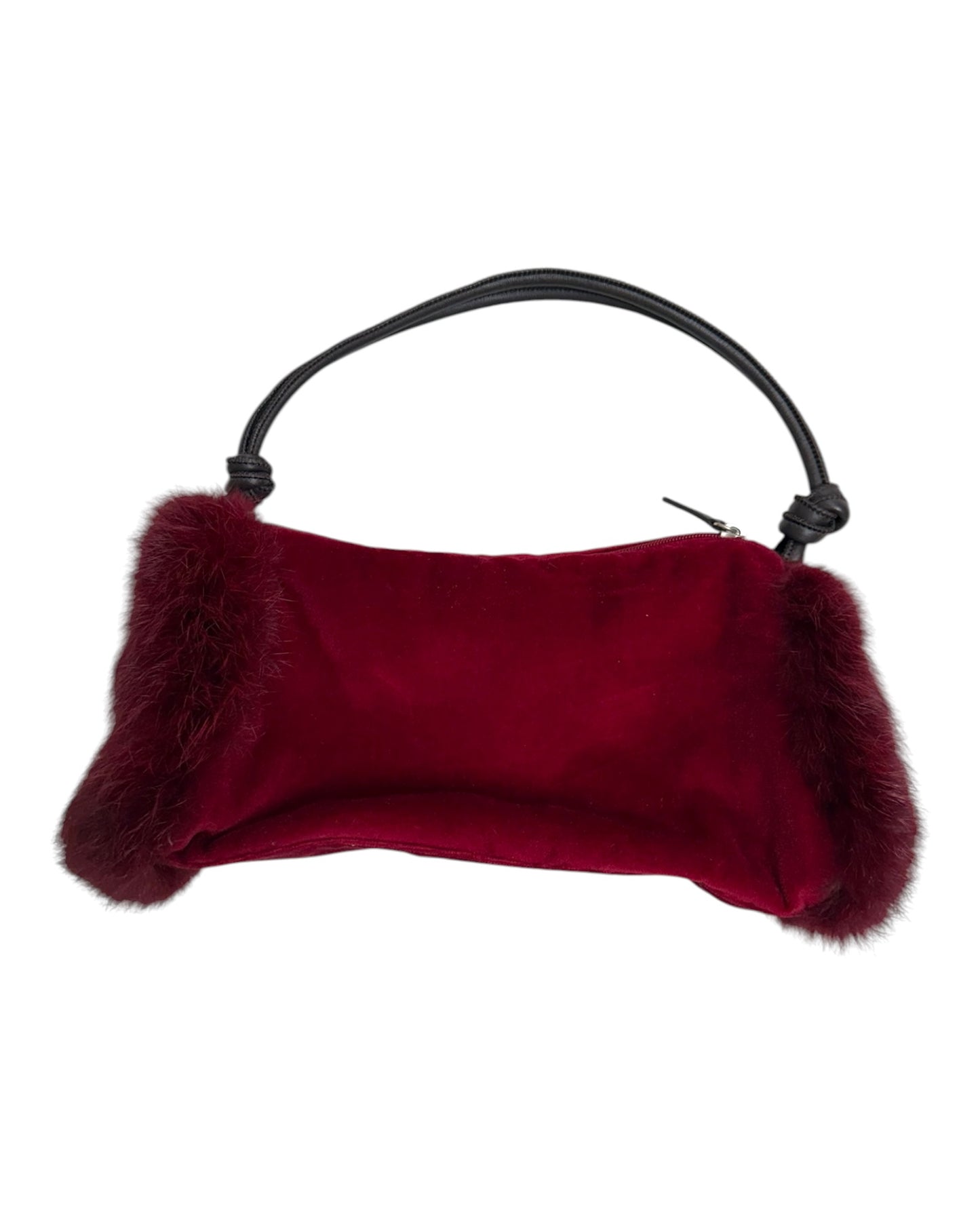 Vintage Red Velvet and Fur Bag
