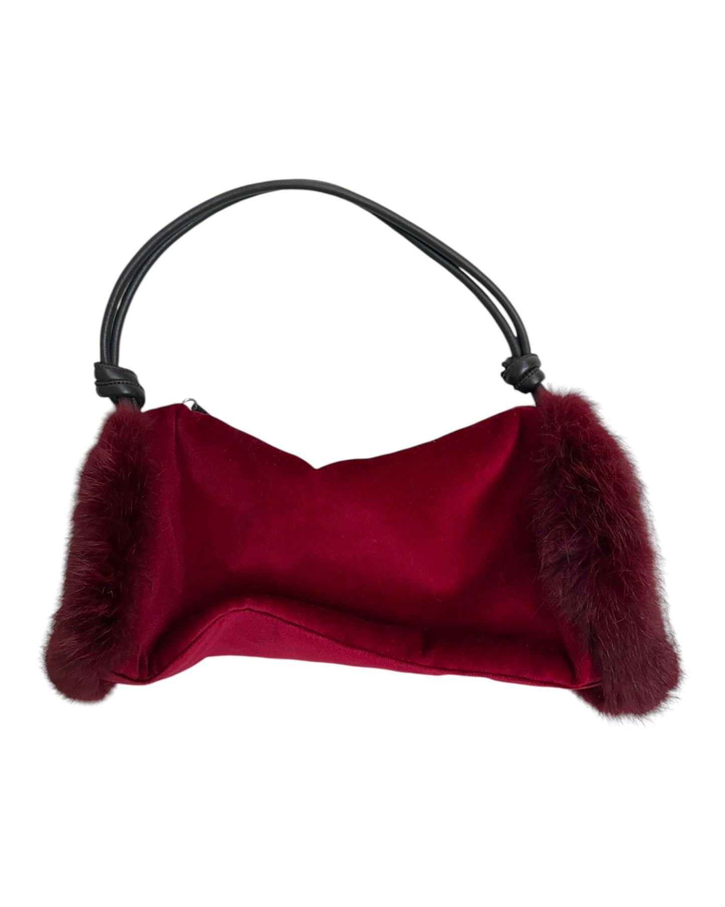 Vintage Red Velvet and Fur Bag