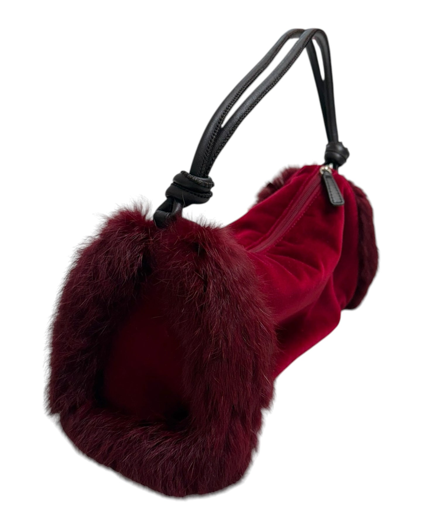 Vintage Red Velvet and Fur Bag
