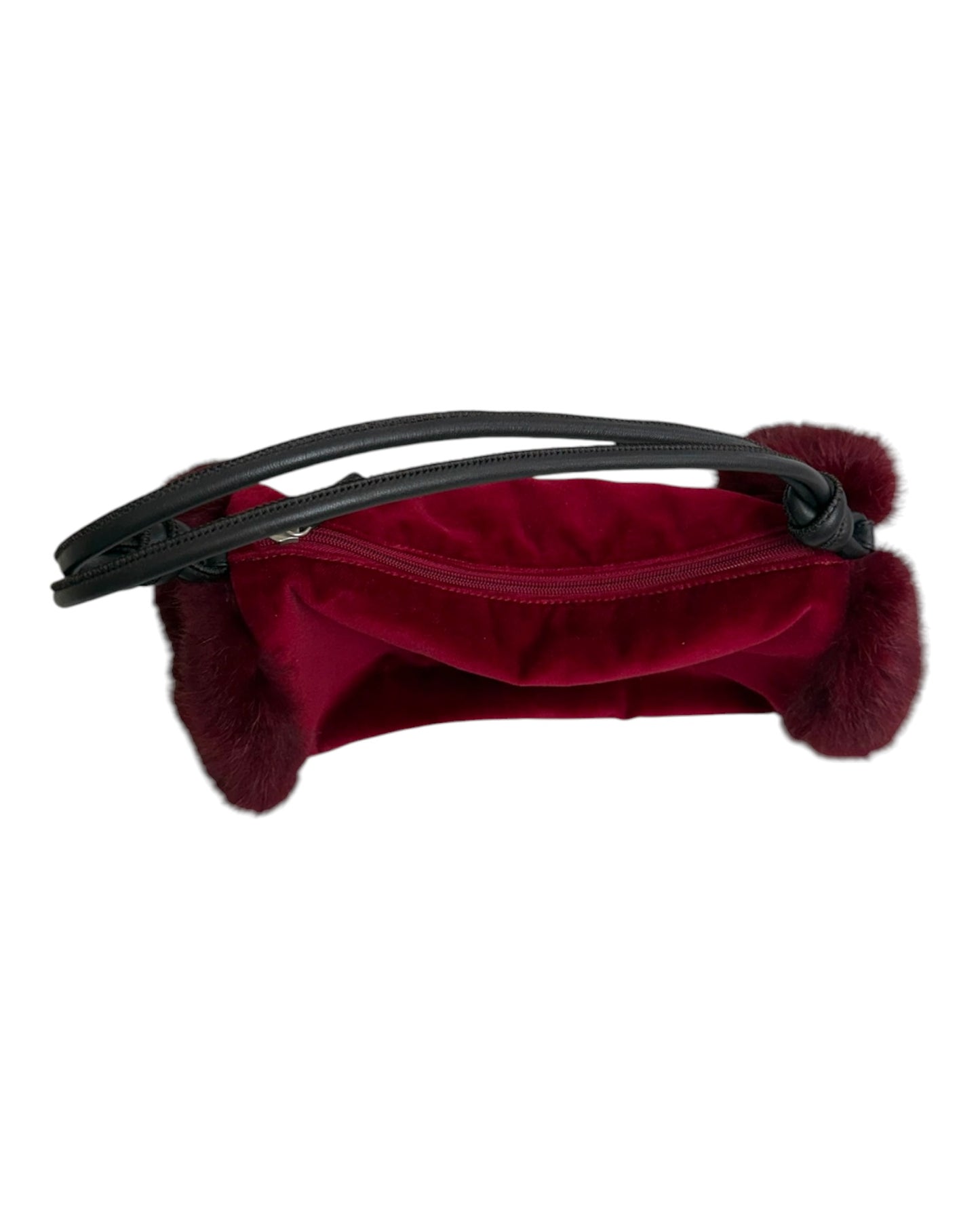 Vintage Red Velvet and Fur Bag