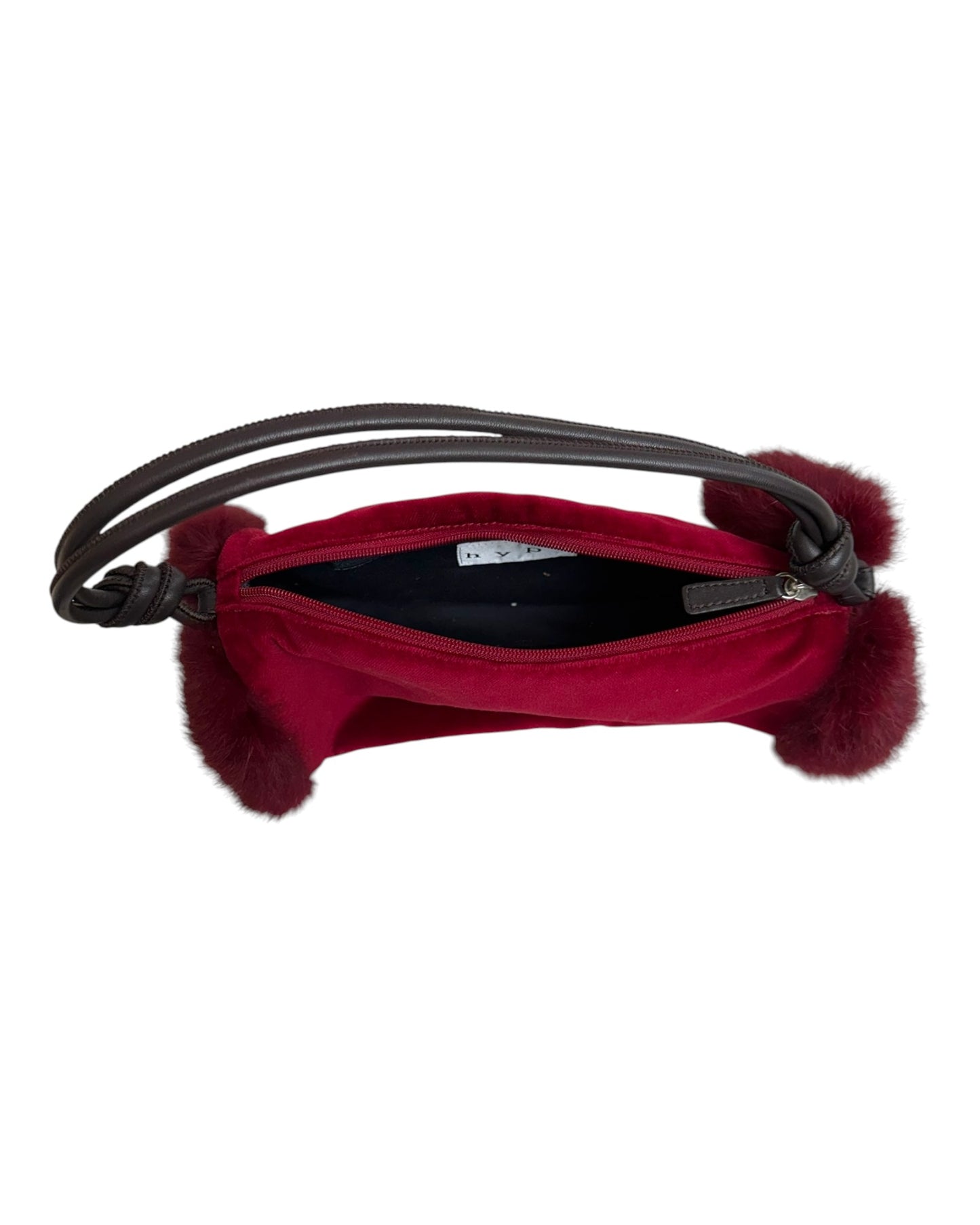 Vintage Red Velvet and Fur Bag