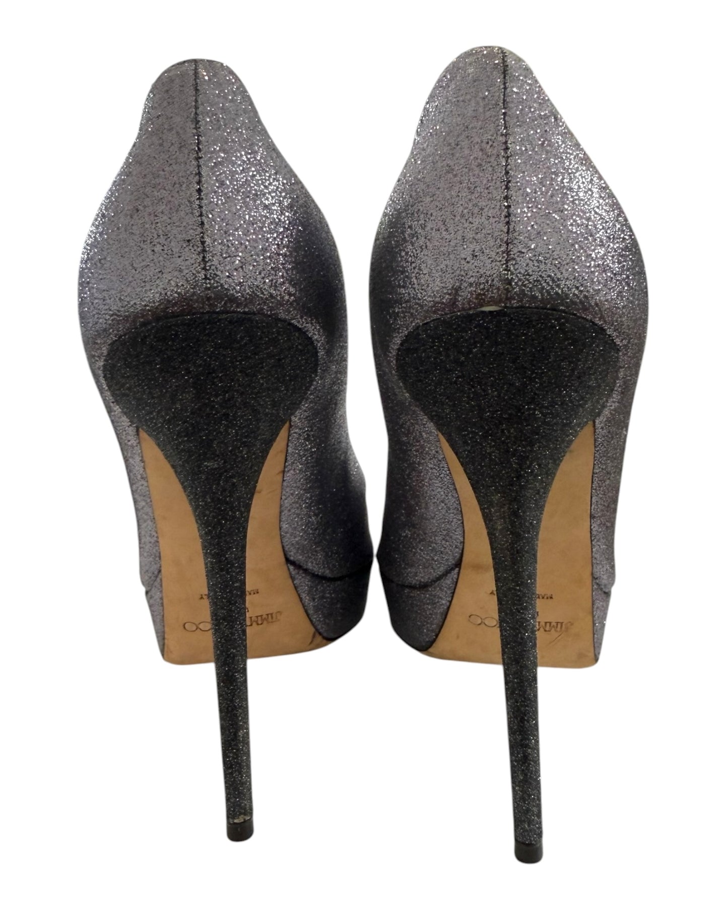 Pre-Loved 2012 Jimmy Choo Sparkle Peep-Toe Heels
