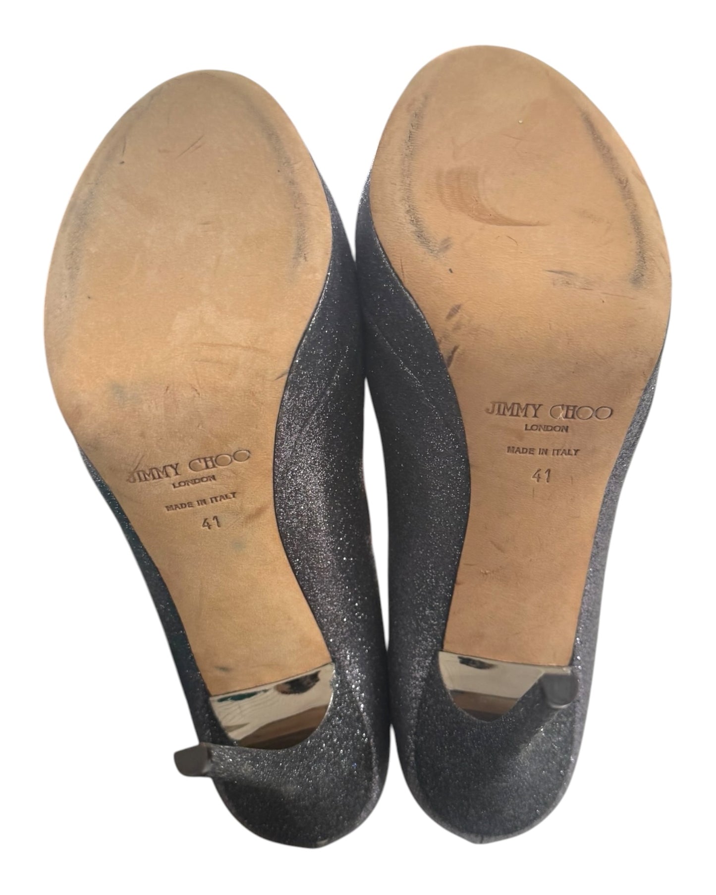 Pre-Loved 2012 Jimmy Choo Sparkle Peep-Toe Heels