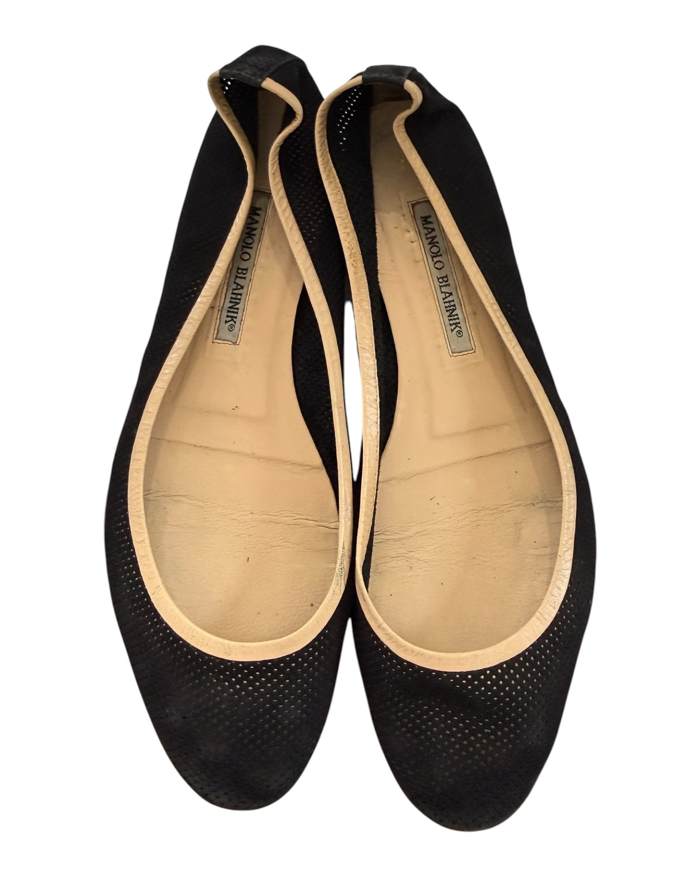 Vintage Manolo Blahnik Black Leather Ballet Flats