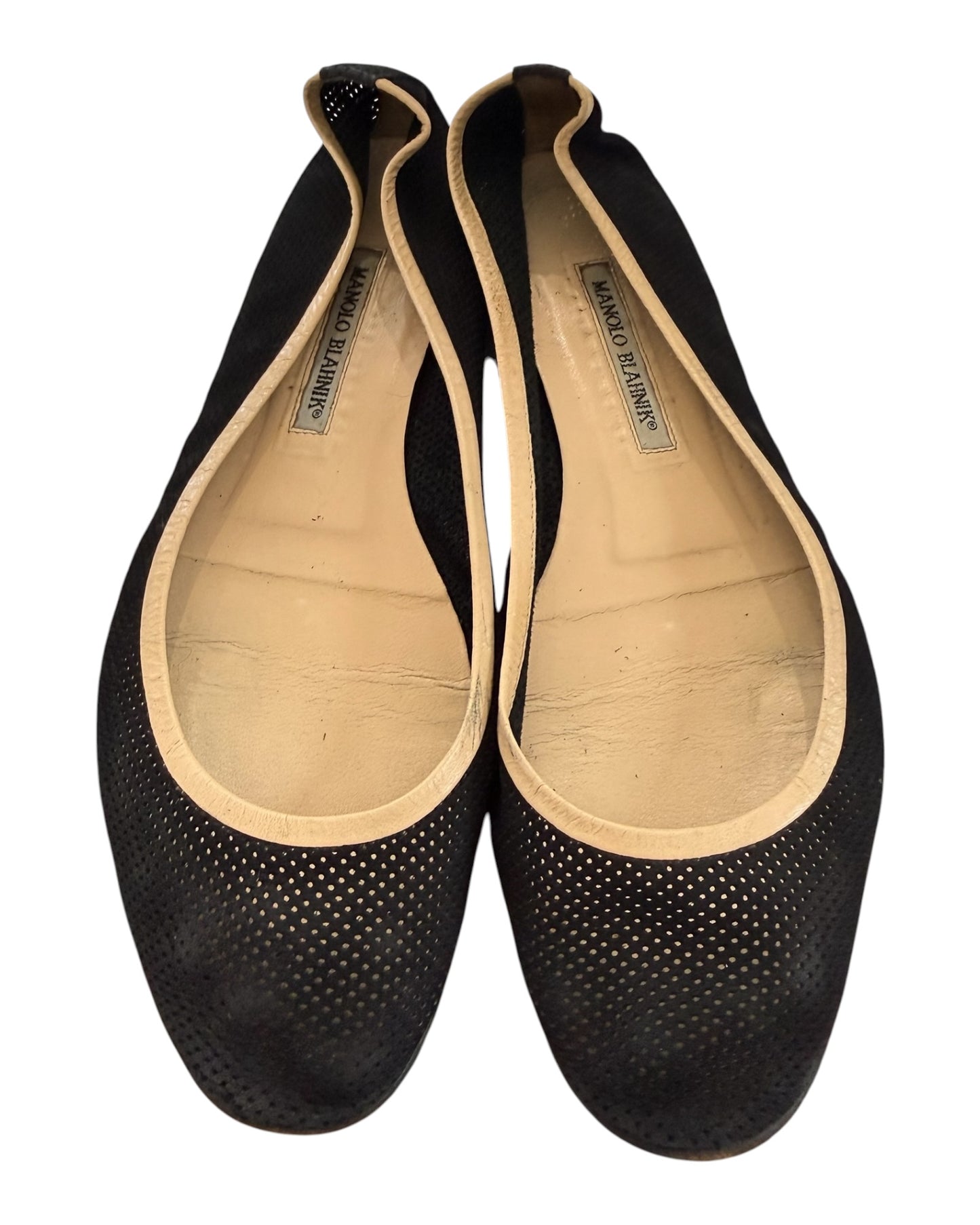 Vintage Manolo Blahnik Black Leather Ballet Flats
