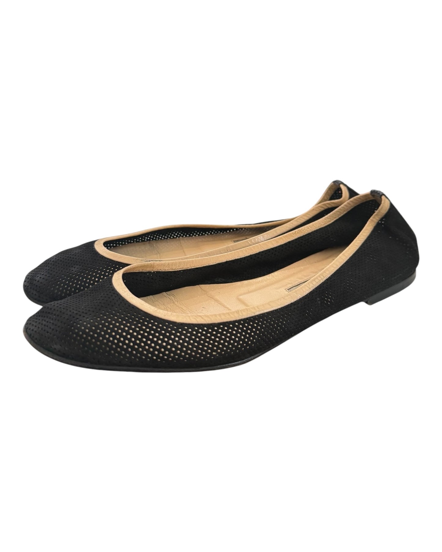 Vintage Manolo Blahnik Black Leather Ballet Flats