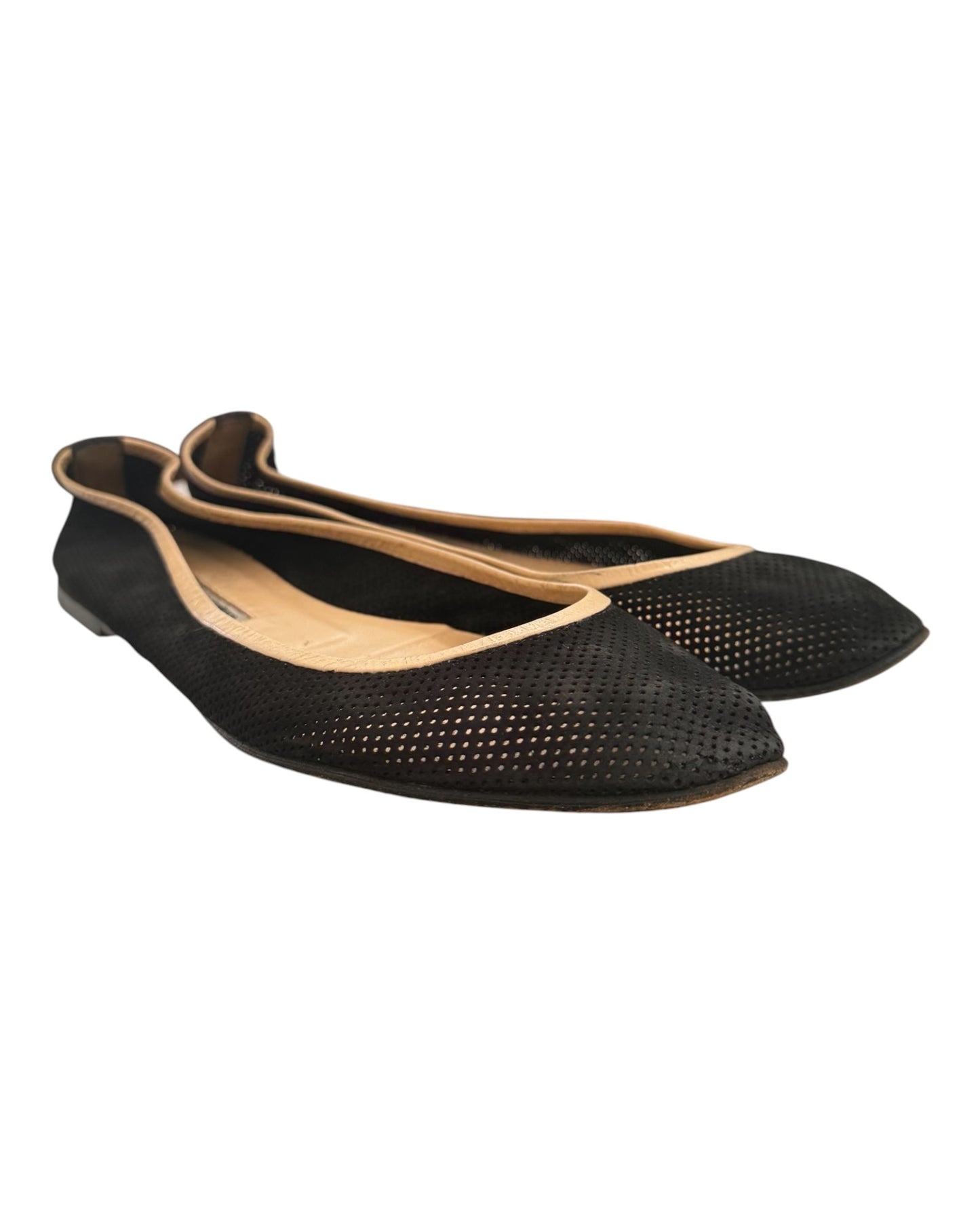 Vintage Manolo Blahnik Black Leather Ballet Flats