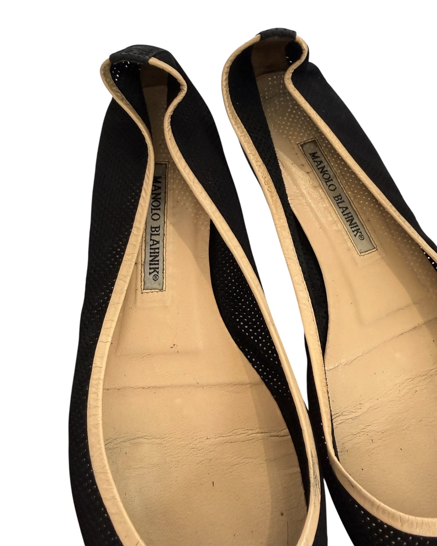 Vintage Manolo Blahnik Black Leather Ballet Flats