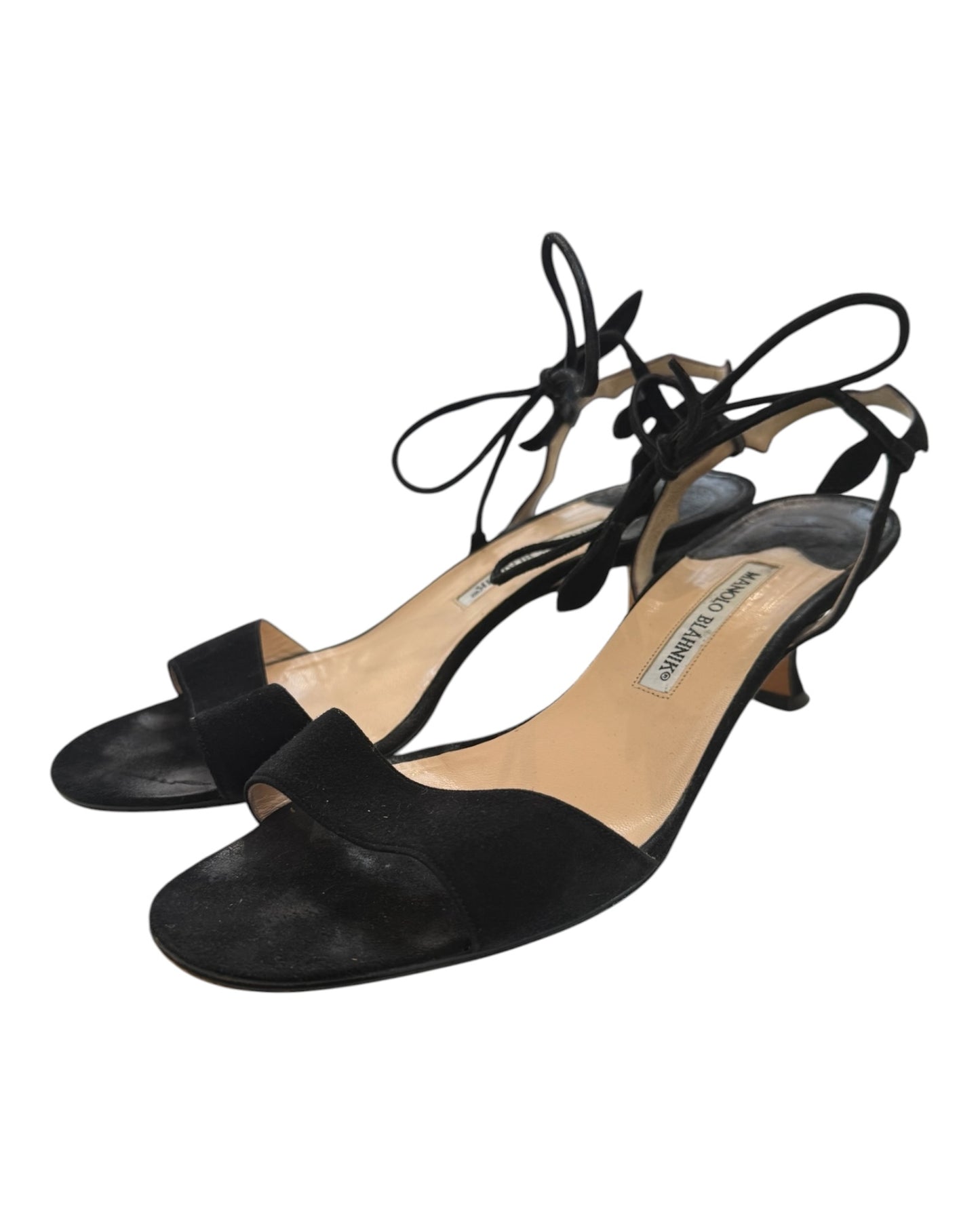 Vintage Manolo Blahnik Black Suede Kitten Heels