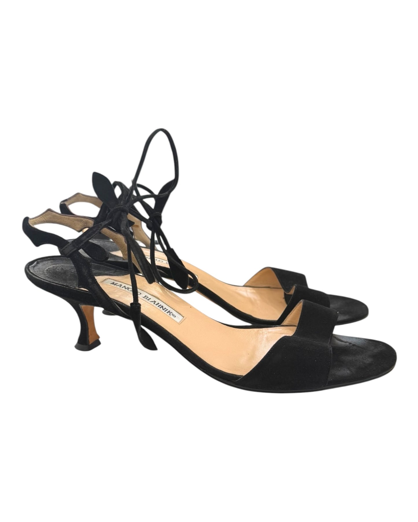 Vintage Manolo Blahnik Black Suede Kitten Heels