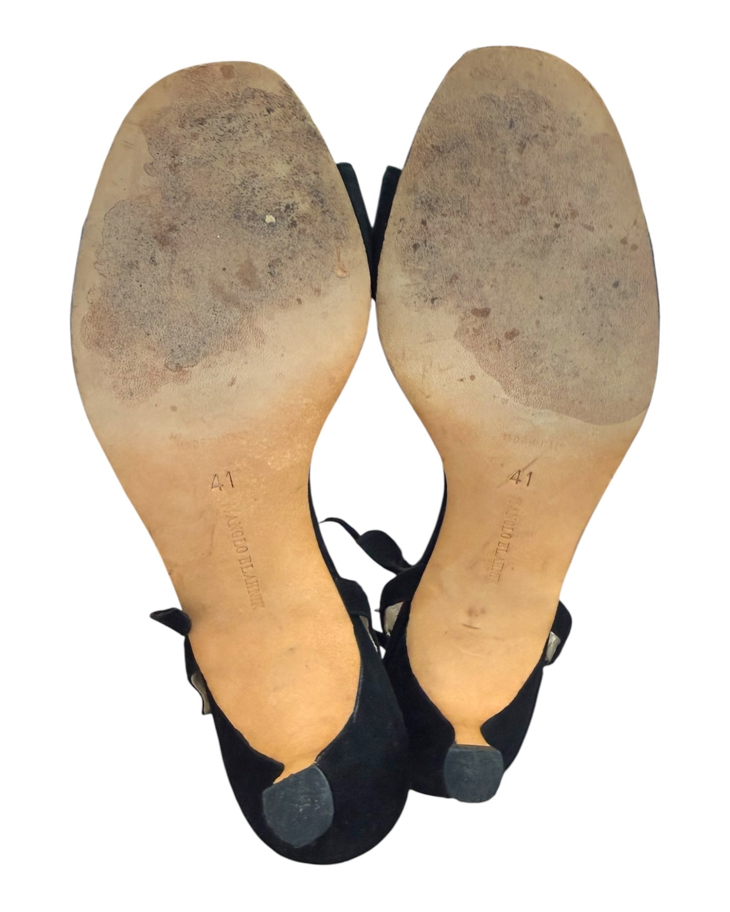 Vintage Manolo Blahnik Black Suede Kitten Heels