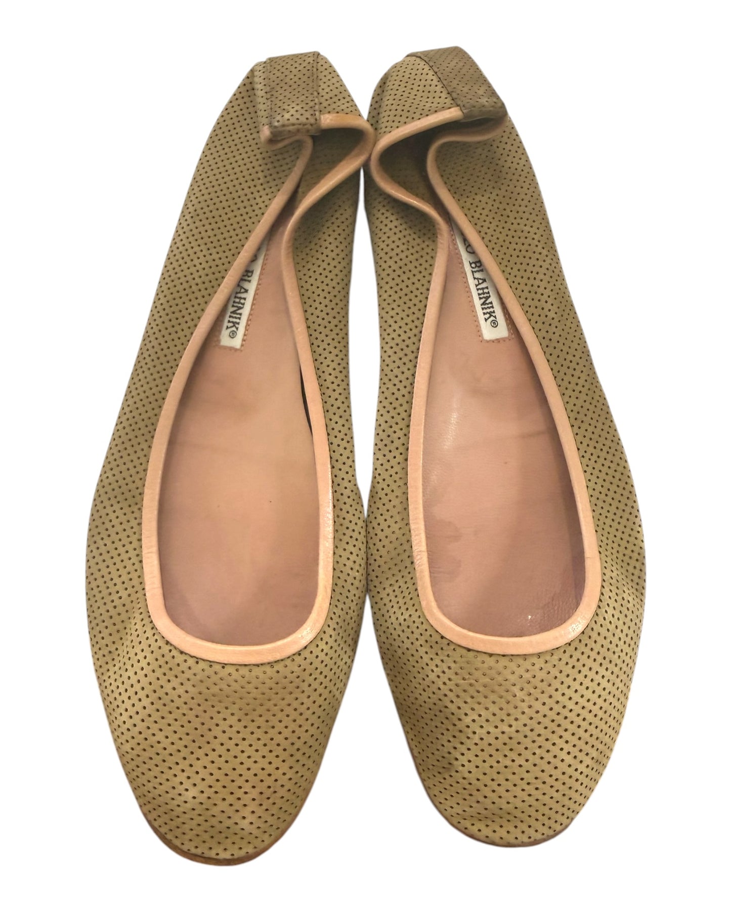 Vintage Manolo Blahnik Green Leather Ballet Flats