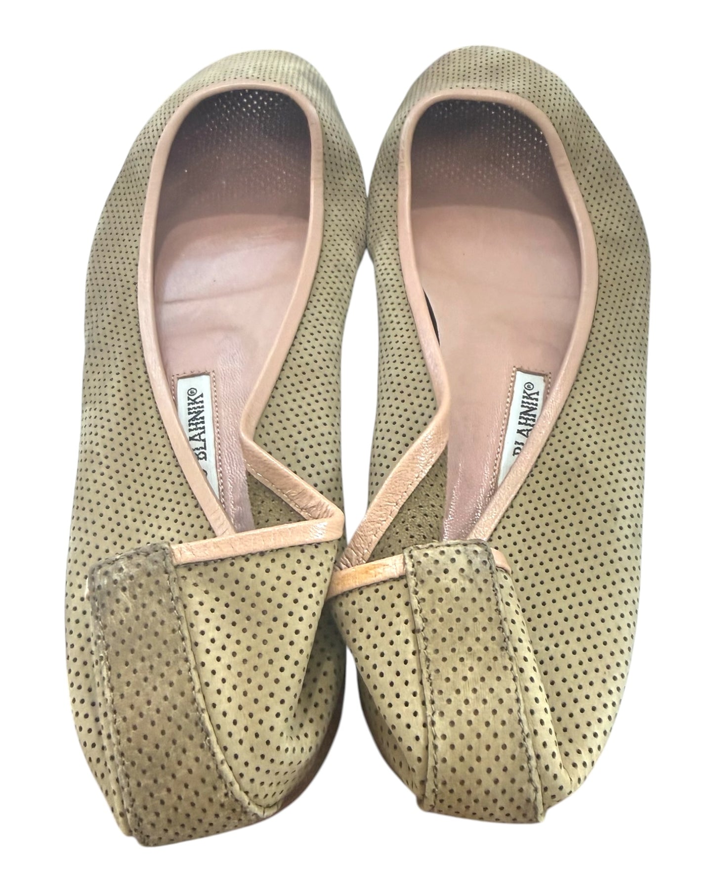 Vintage Manolo Blahnik Green Leather Ballet Flats