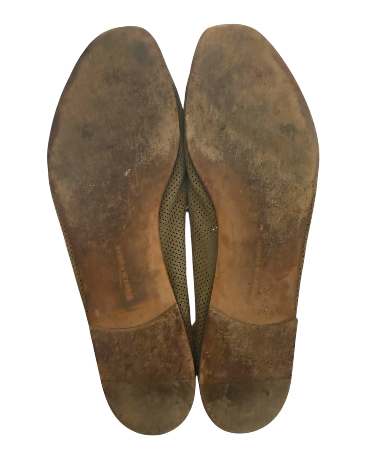Vintage Manolo Blahnik Green Leather Ballet Flats
