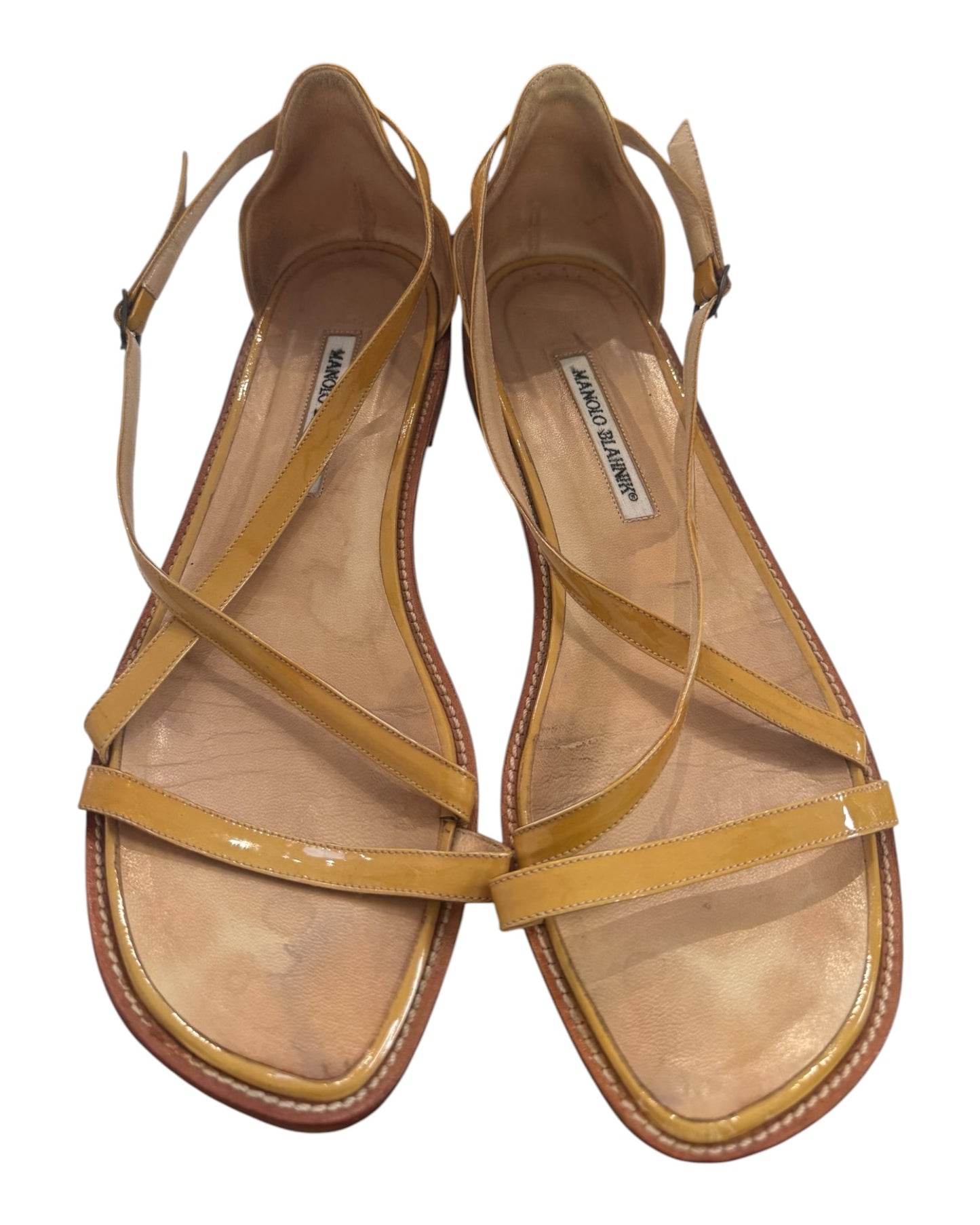 Vintage Manolo Blahnik Yellow Patent Leather Sandals