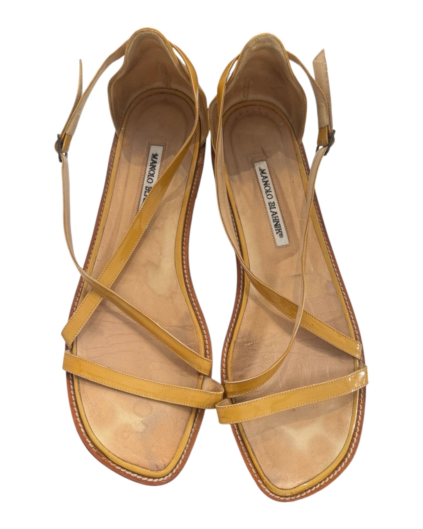 Vintage Manolo Blahnik Yellow Patent Leather Sandals