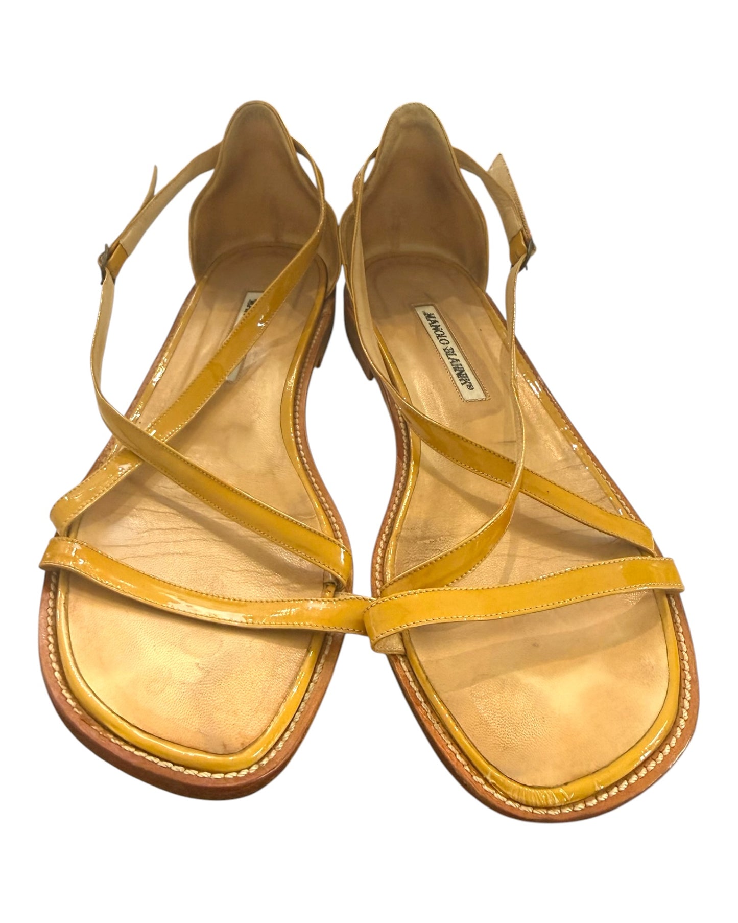 Vintage Manolo Blahnik Yellow Patent Leather Sandals