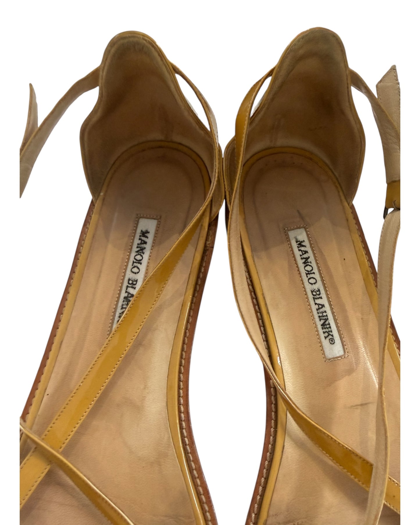 Vintage Manolo Blahnik Yellow Patent Leather Sandals