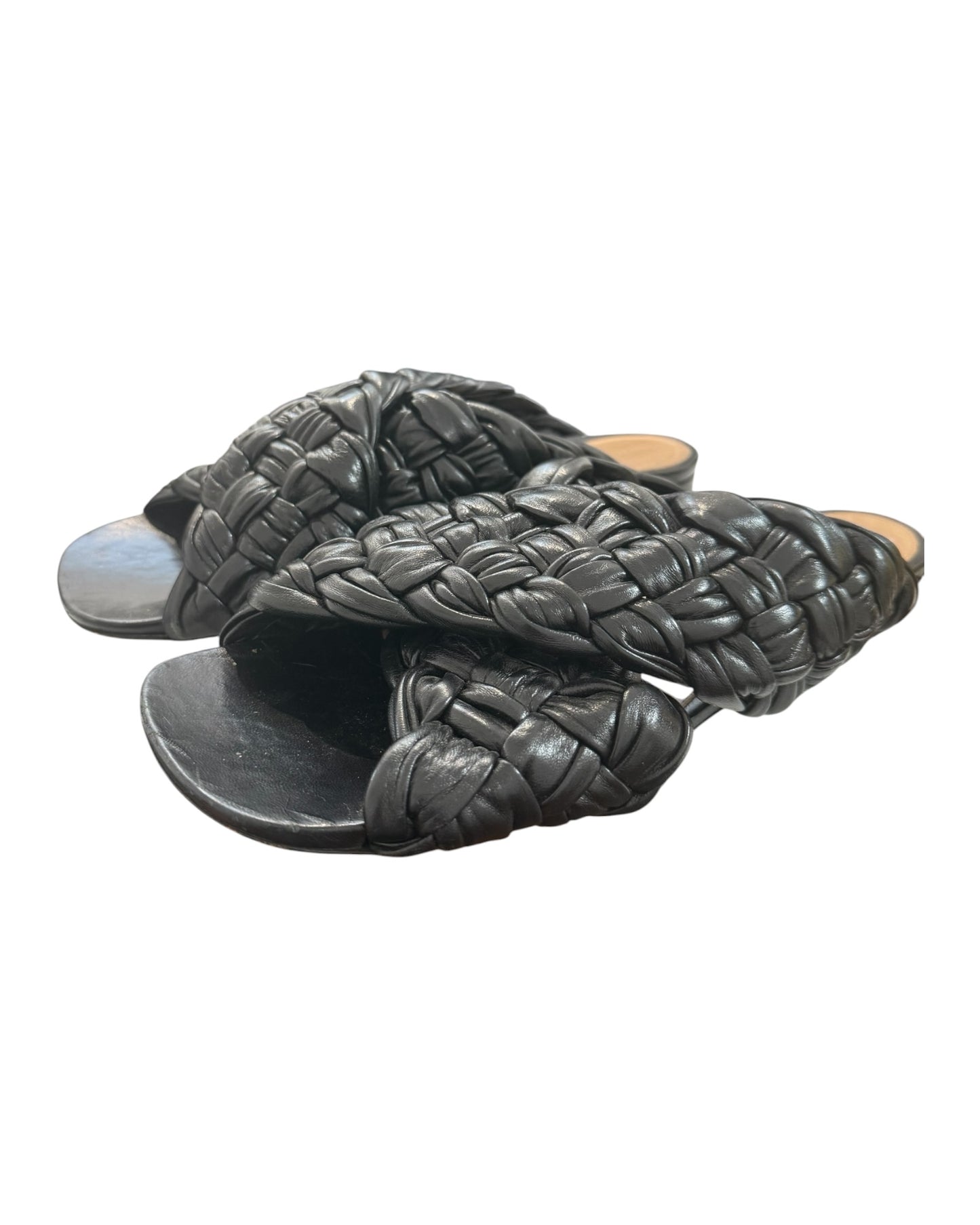 Pre-Loved Bottega Veneta Black Leather Sandals
