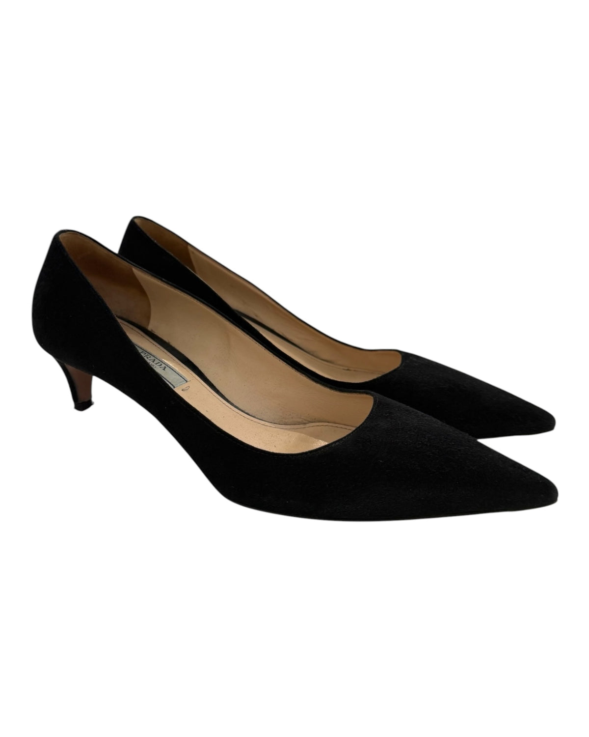 Vintage Prada Black Suede Kitten Heels