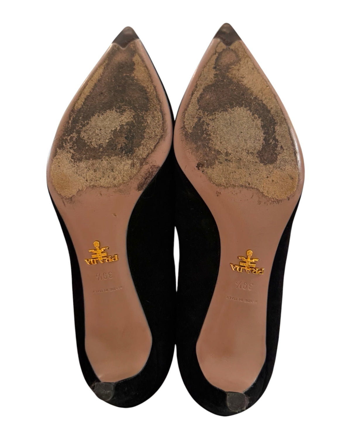 Vintage Prada Black Suede Kitten Heels