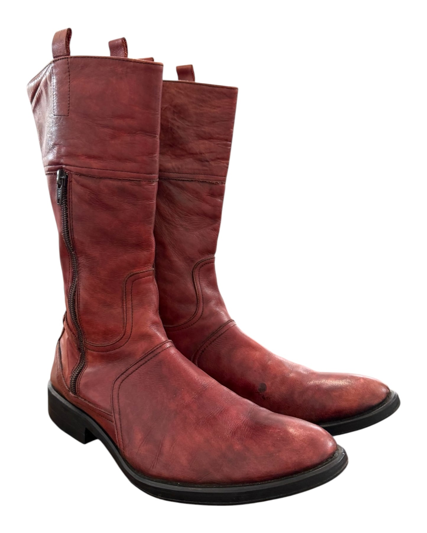 Vintage Vicente Conjero Red Leather Moto Boots