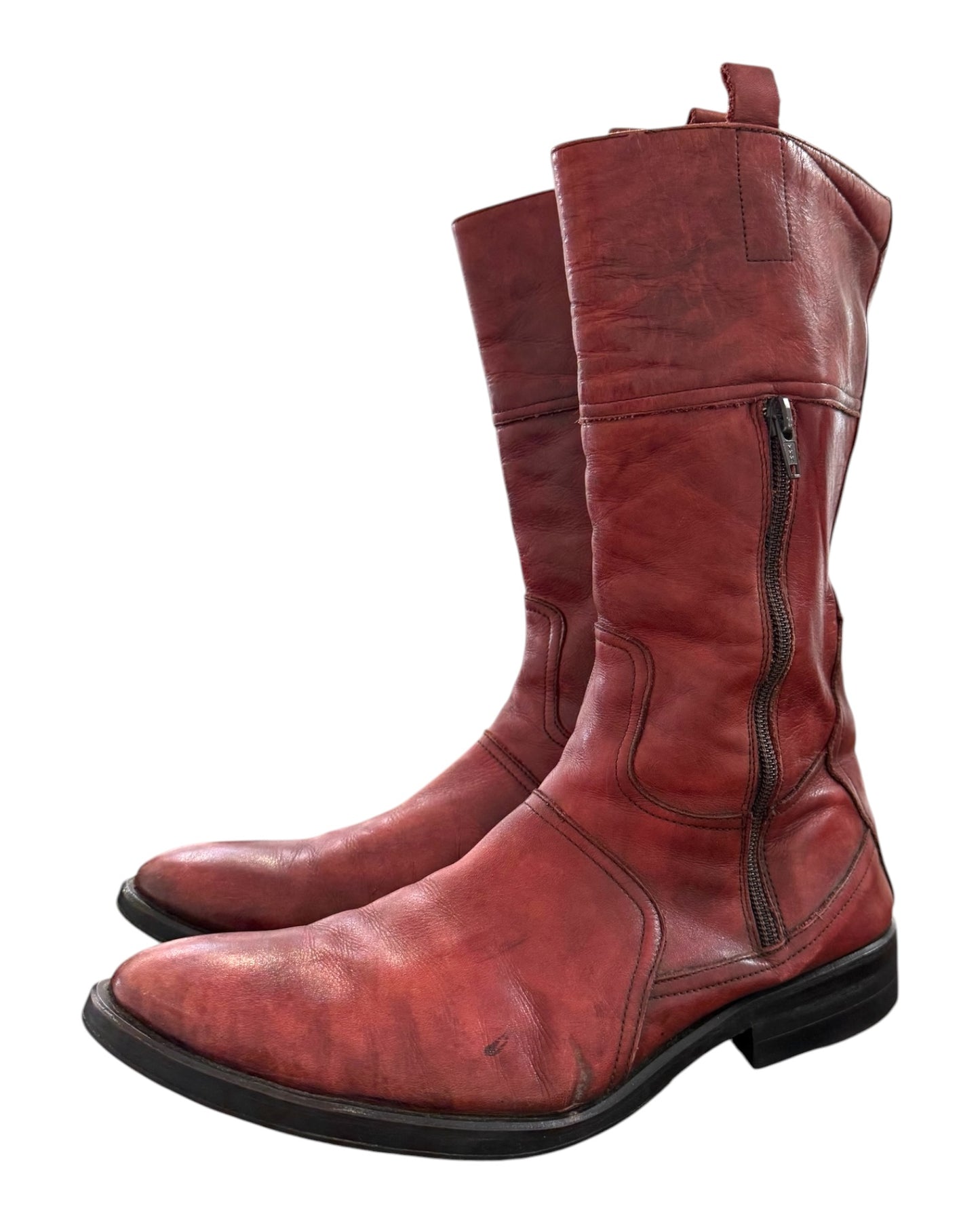 Vintage Vicente Conjero Red Leather Moto Boots