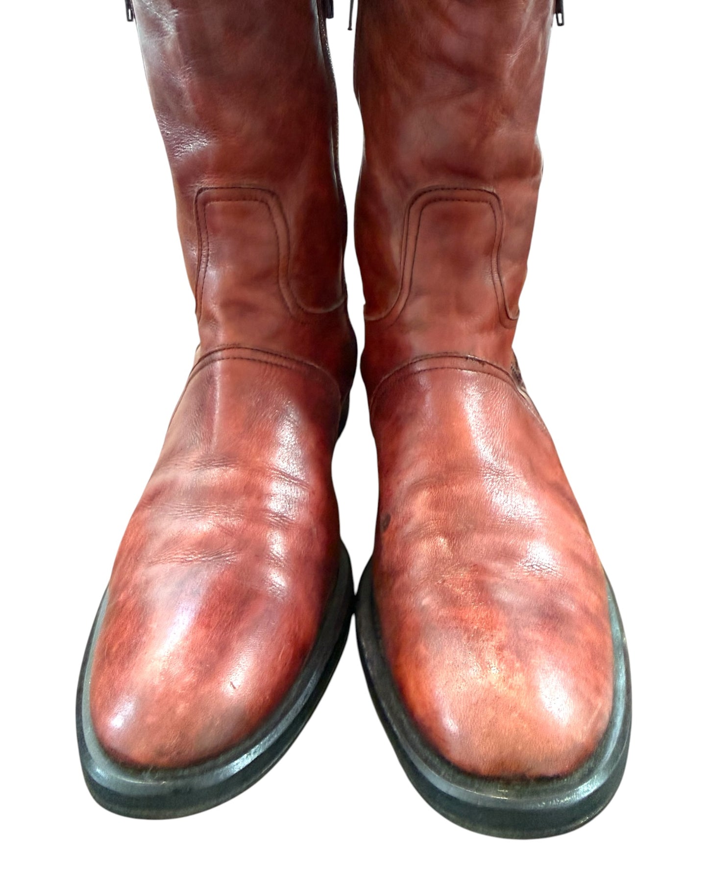 Vintage Vicente Conjero Red Leather Moto Boots