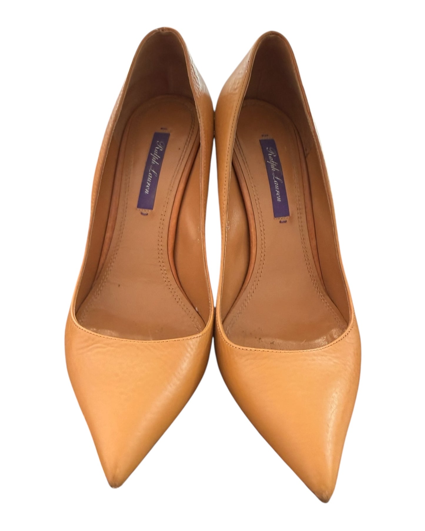 Vintage Ralph Lauren Purple Label Chestnut Brown Leather Pumps with Tortoise Shell Heel