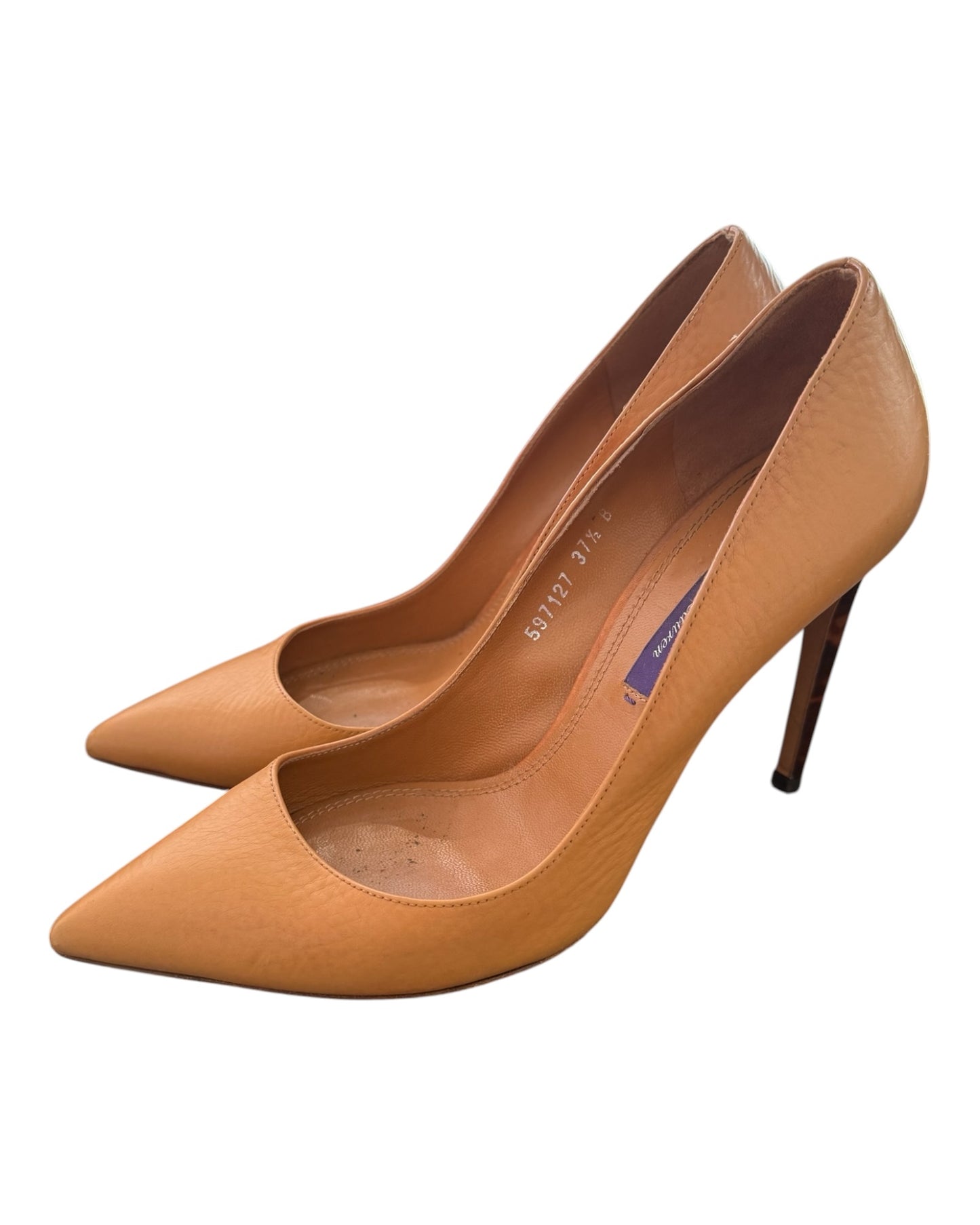 Vintage Ralph Lauren Purple Label Chestnut Brown Leather Pumps with Tortoise Shell Heel
