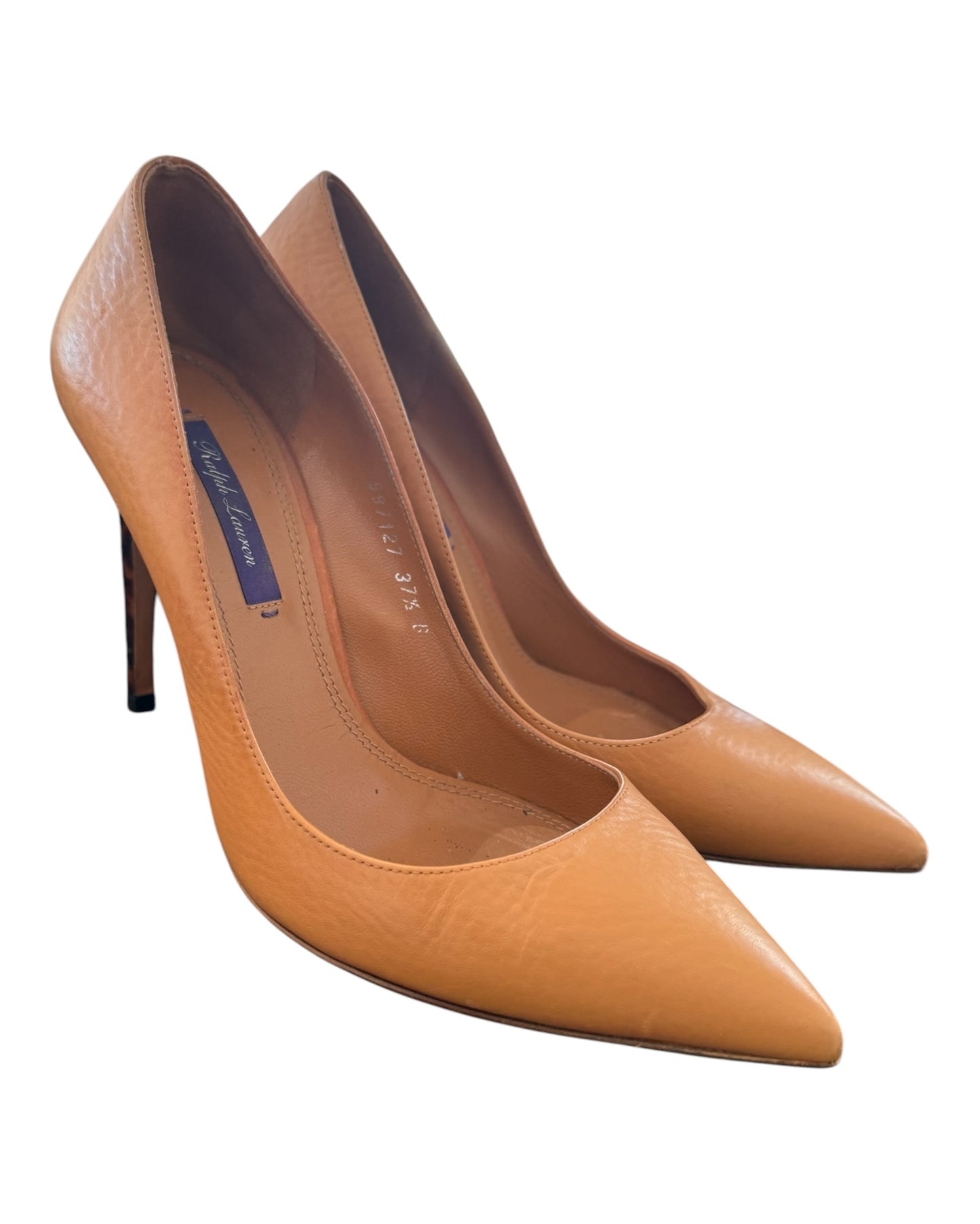 Vintage Ralph Lauren Purple Label Chestnut Brown Leather Pumps with Tortoise Shell Heel