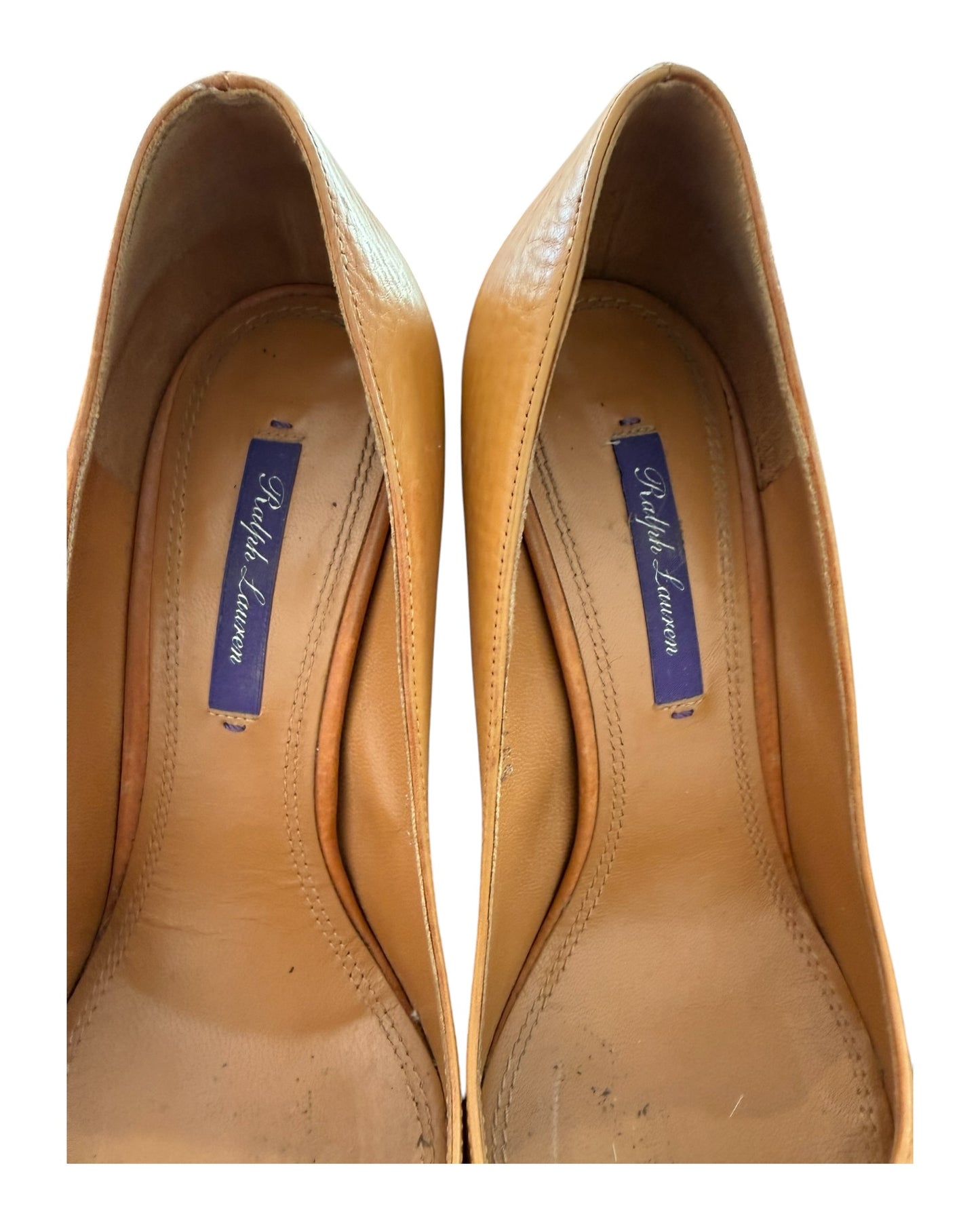 Vintage Ralph Lauren Purple Label Chestnut Brown Leather Pumps with Tortoise Shell Heel