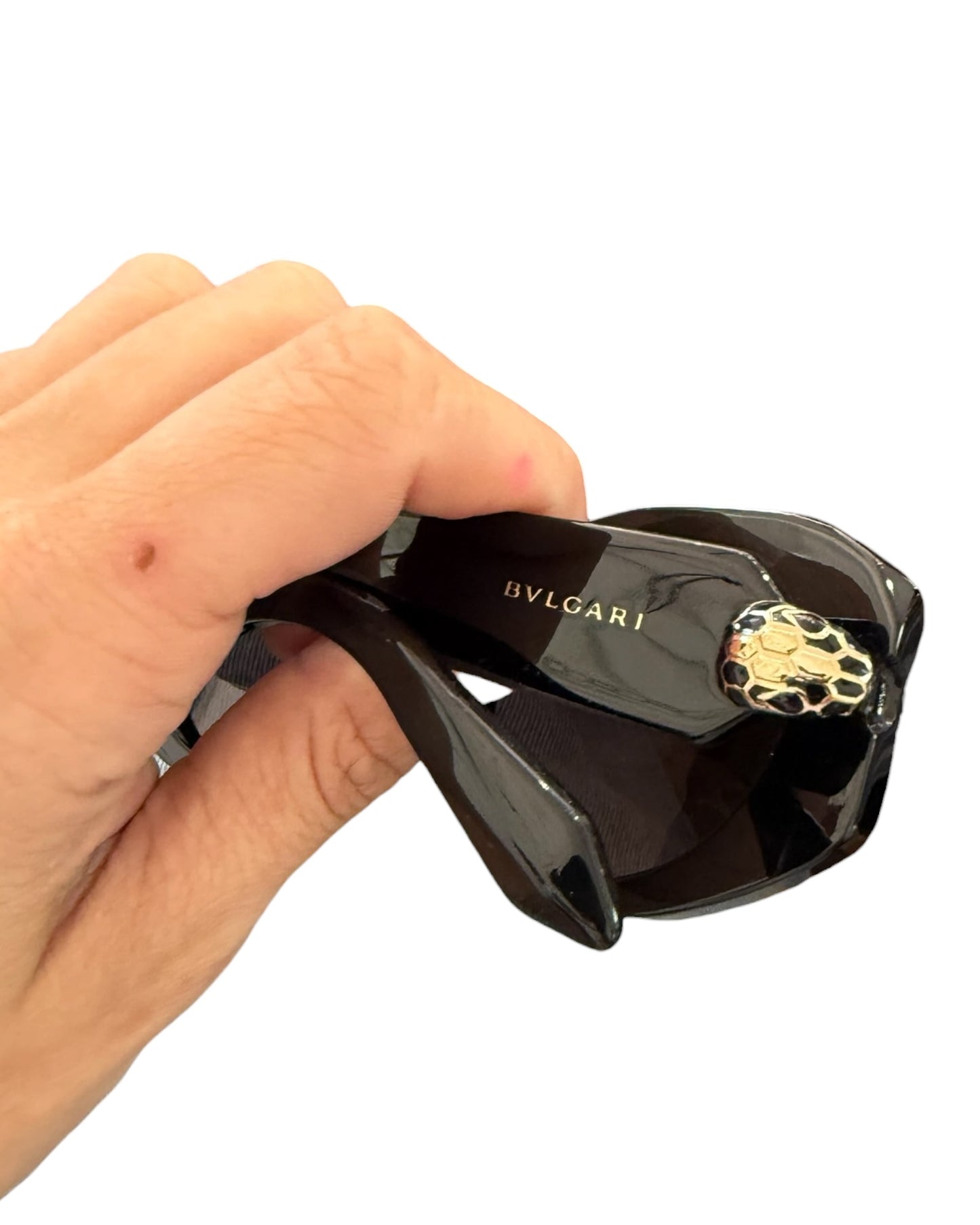 Pre-Loved Bvlgari Black Serpenti 52MM Oval Sunglasses