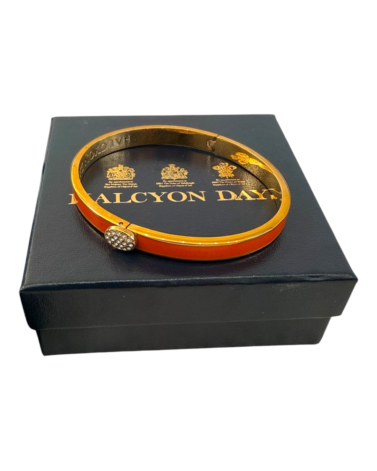 Pre-Loved Halcyon Days Skinny Button Orange and Gold Bracelet