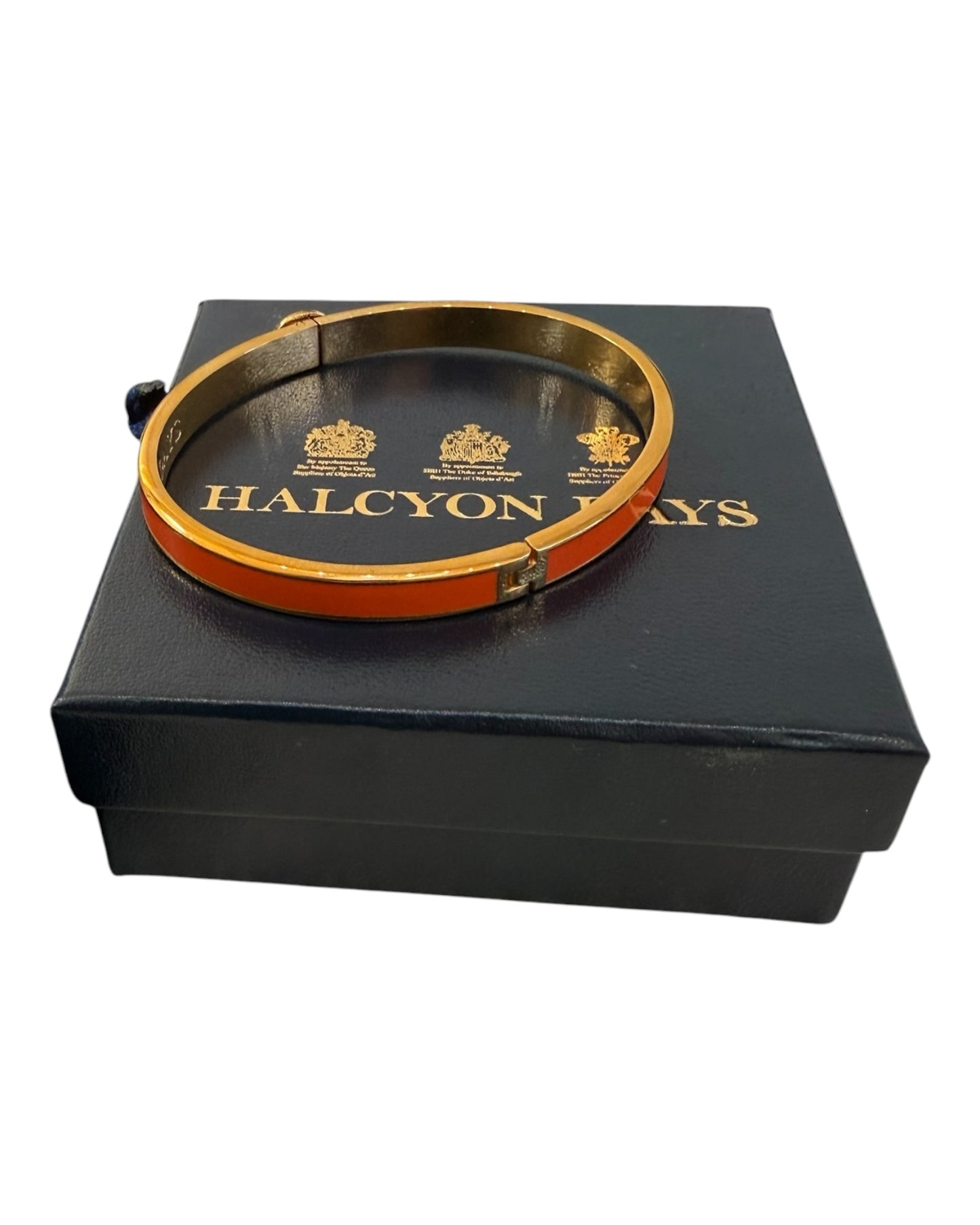 Pre-Loved Halcyon Days Skinny Button Orange and Gold Bracelet