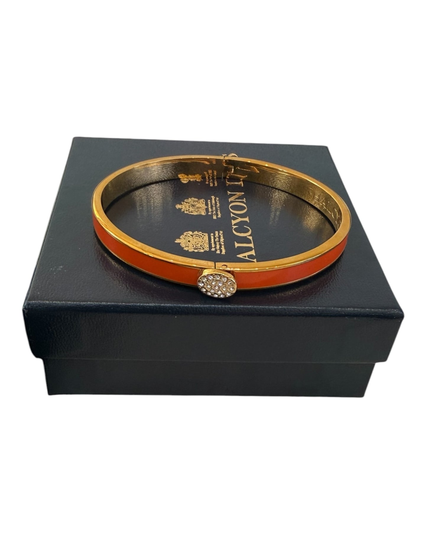 Pre-Loved Halcyon Days Skinny Button Orange and Gold Bracelet